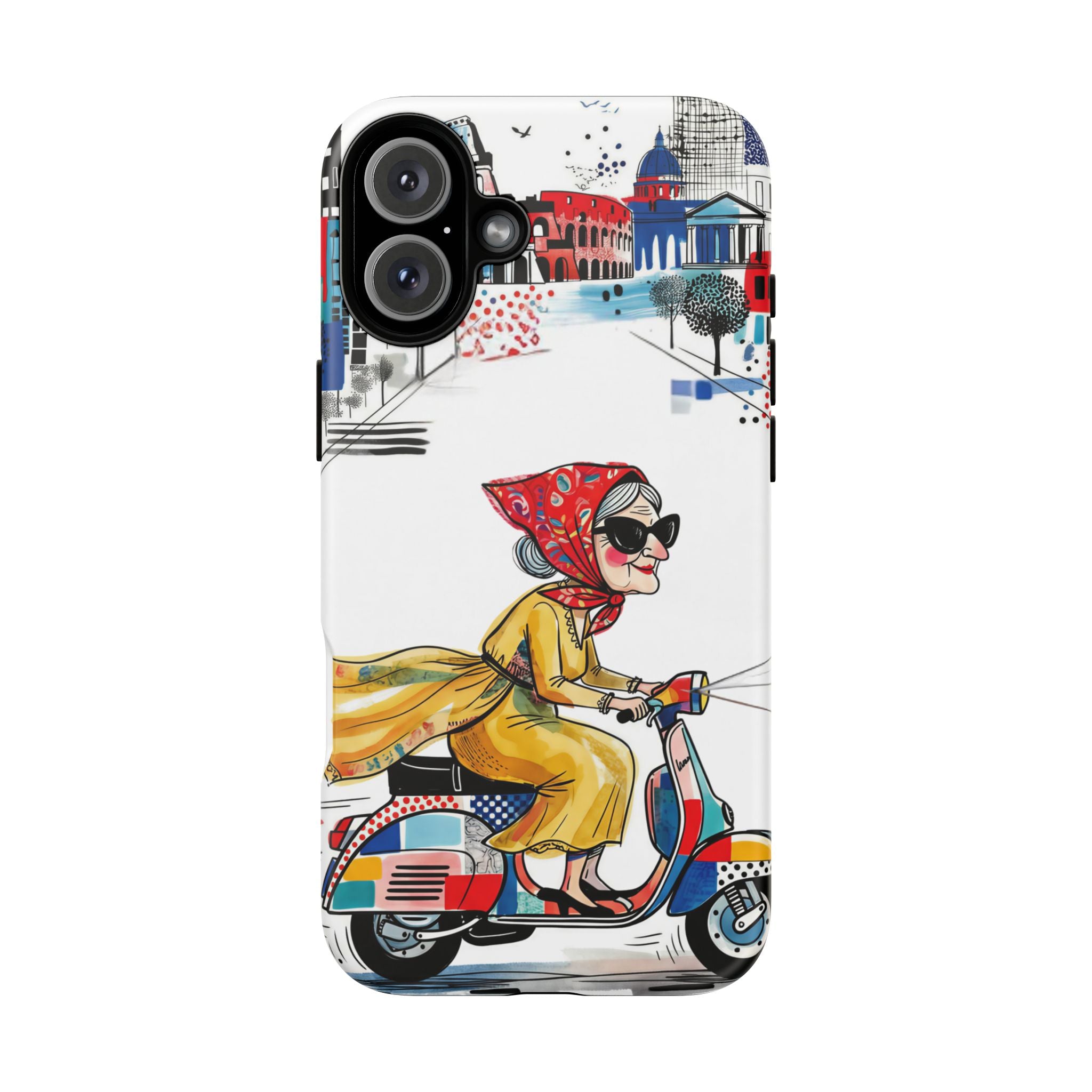 Vintage Vespa Granny iPhone Case | Retro Scooter Travel iPhone Cover