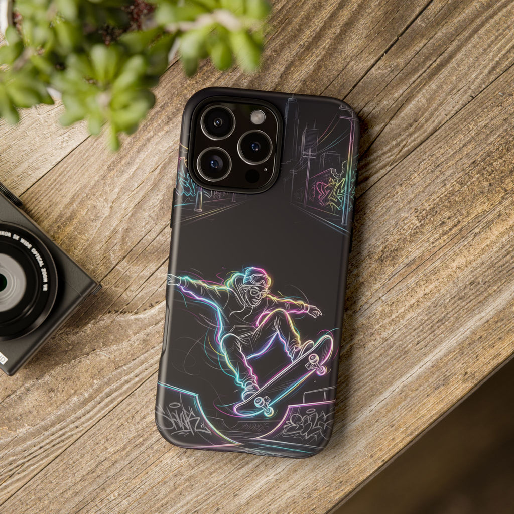 Neon Skateboard iPhone Case | Glow Skatepark Protective Cover
