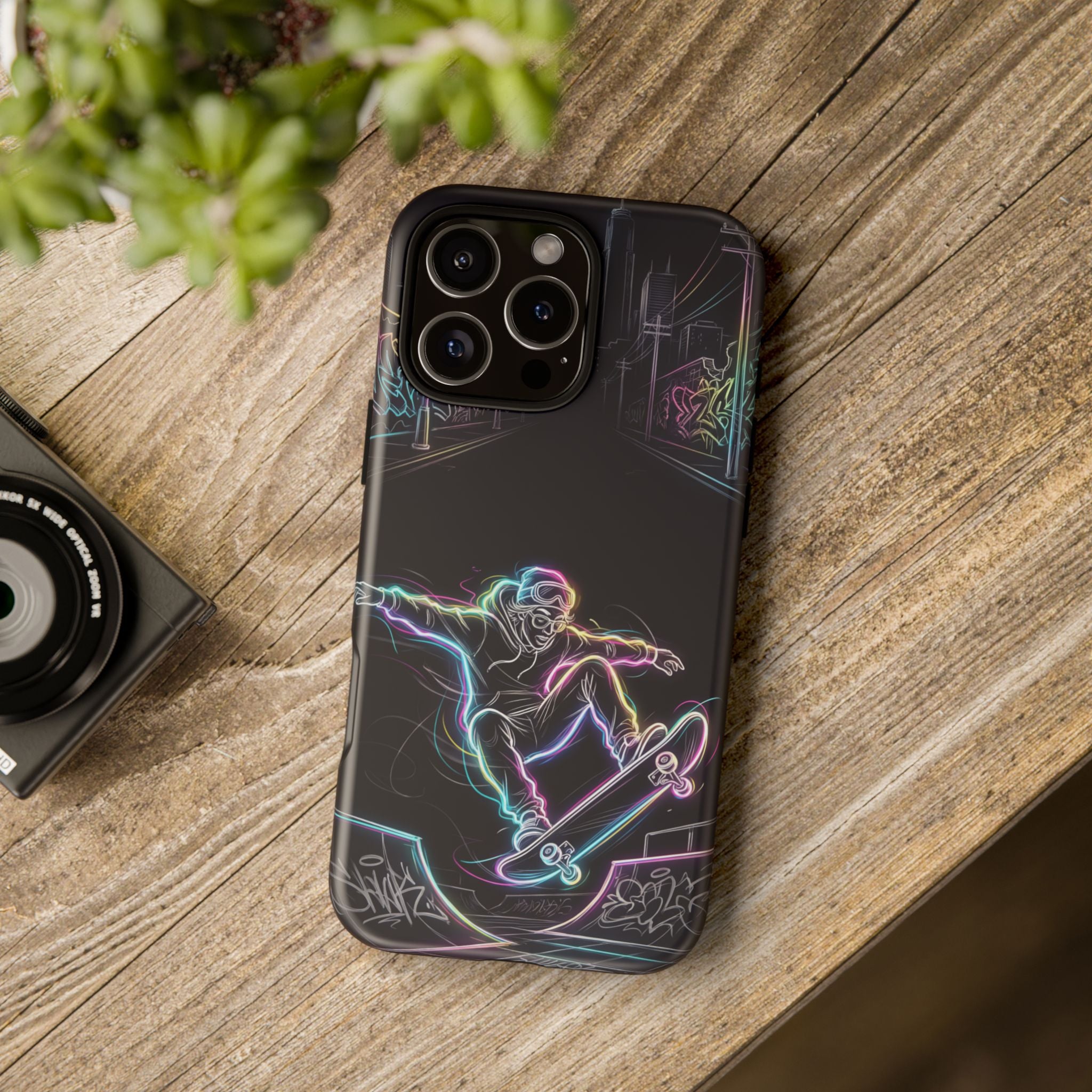 Neon Skateboard iPhone Case | Glow Skatepark Protective Cover