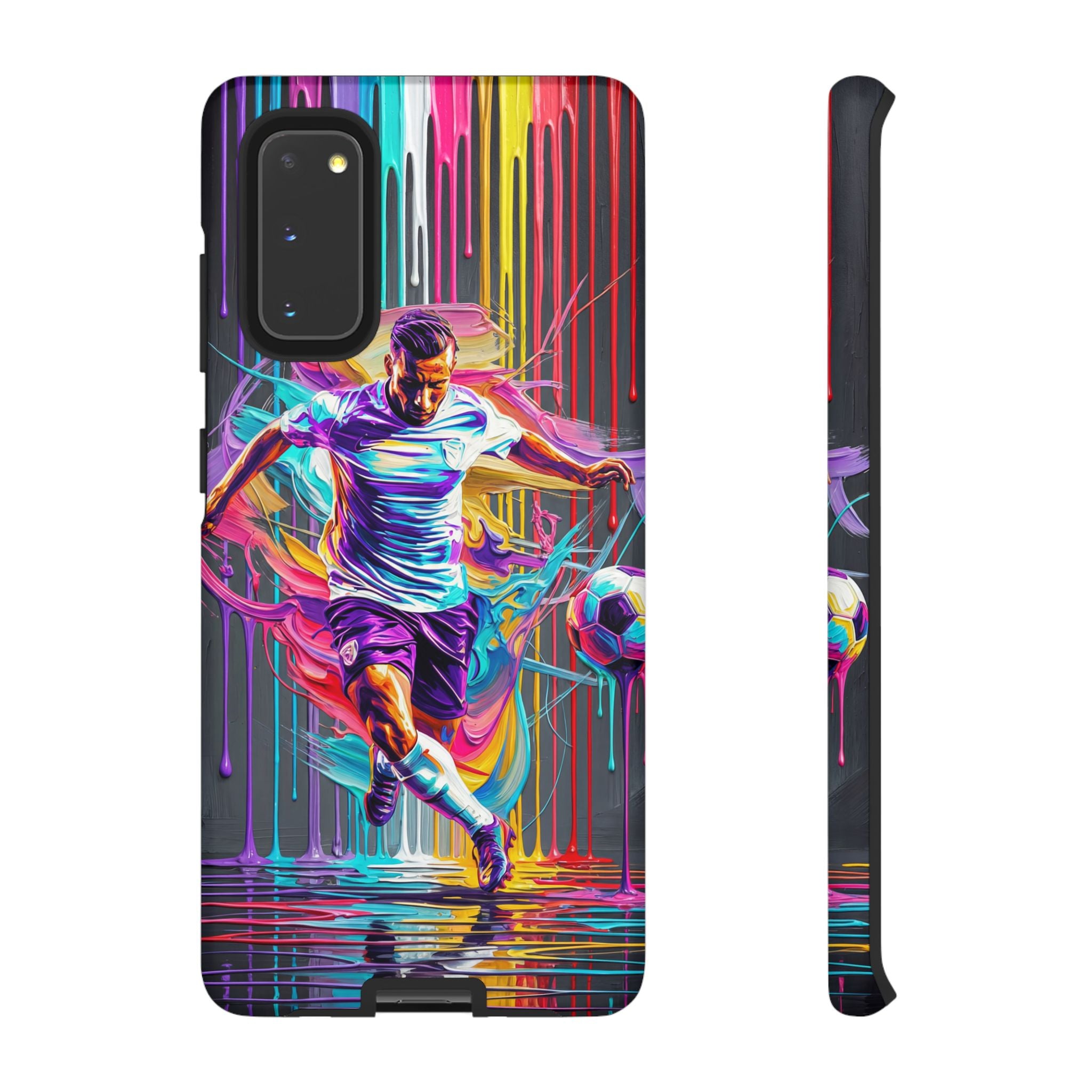 Soccer Player Neon Art Samsung Galaxy Phone Case | Vibrant Football Kick Protective Cover