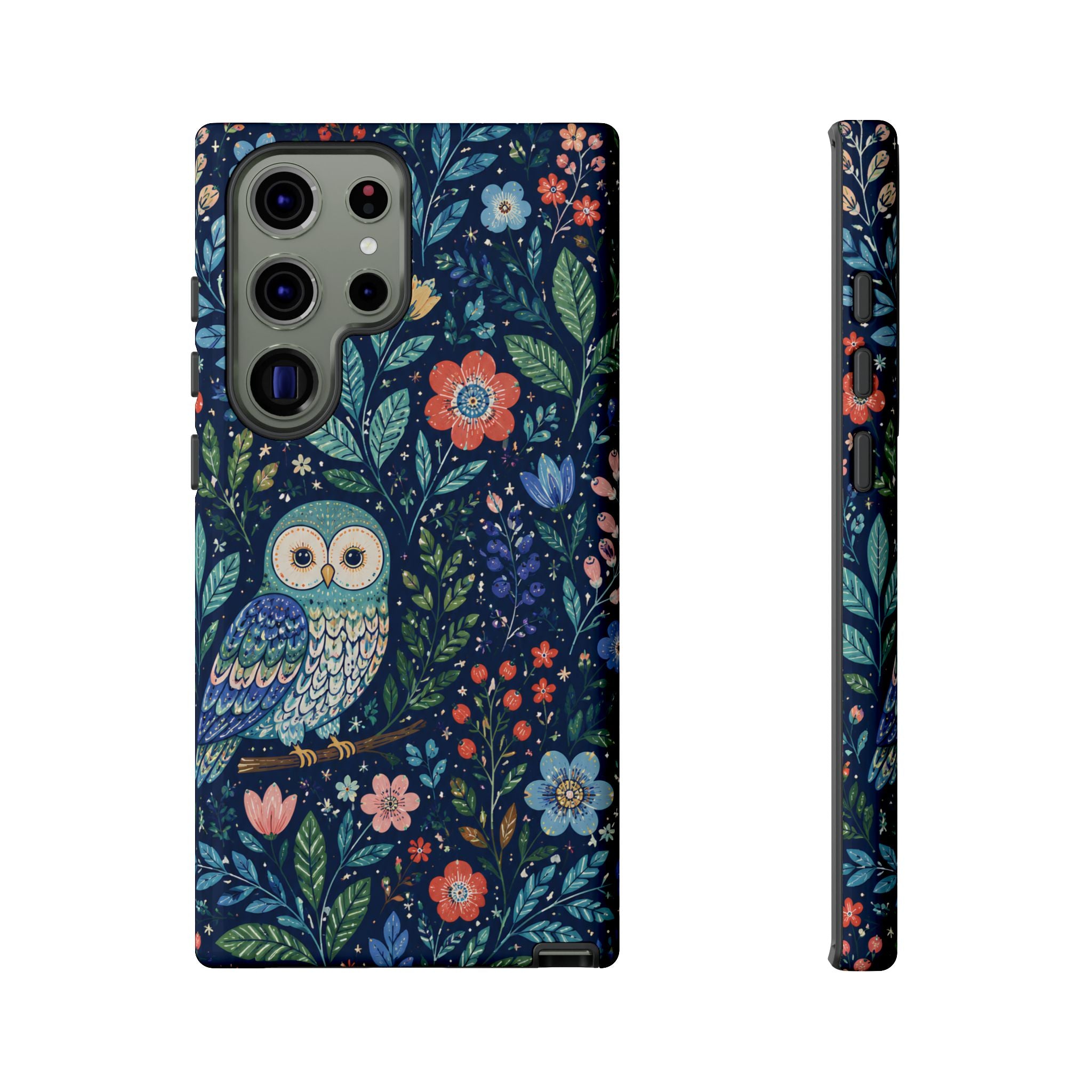 Owl Floral Samsung Galaxy Phone Case | Navy Botanical Protective Phone Cover
