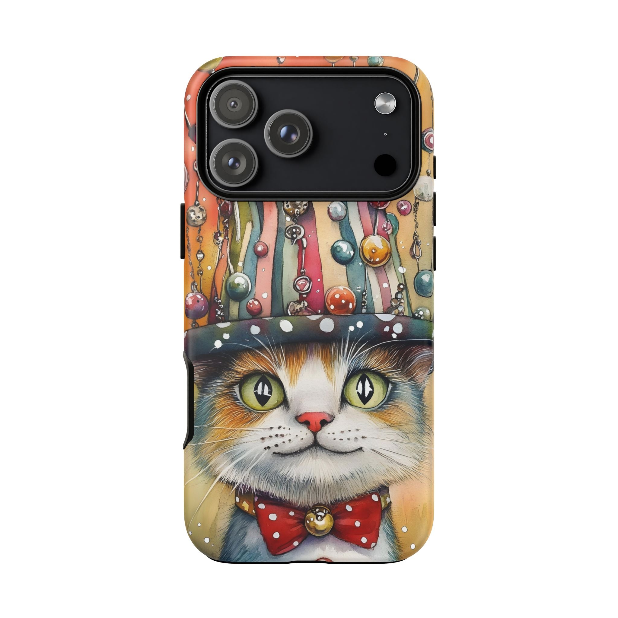 Cat in Colorful Top Hat iPhone Case — Whimsical Cat Art iPhone Case