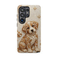 Cute Mosaic Puppy Samsung Galaxy Phone Case — Protective Phone Cover with Brown Puppy Art
