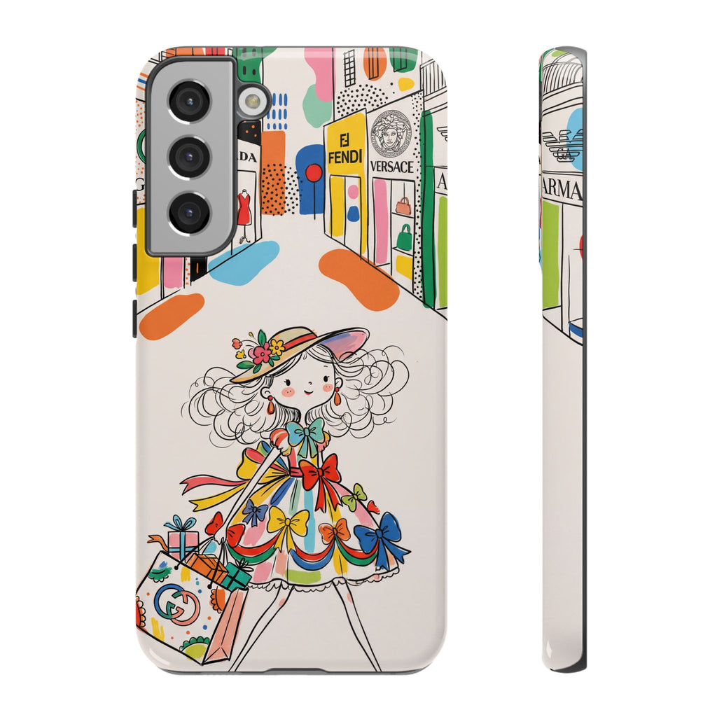 Cute Fashion Girl Samsung Galaxy Phone Case | Colourful Shopping Street Design