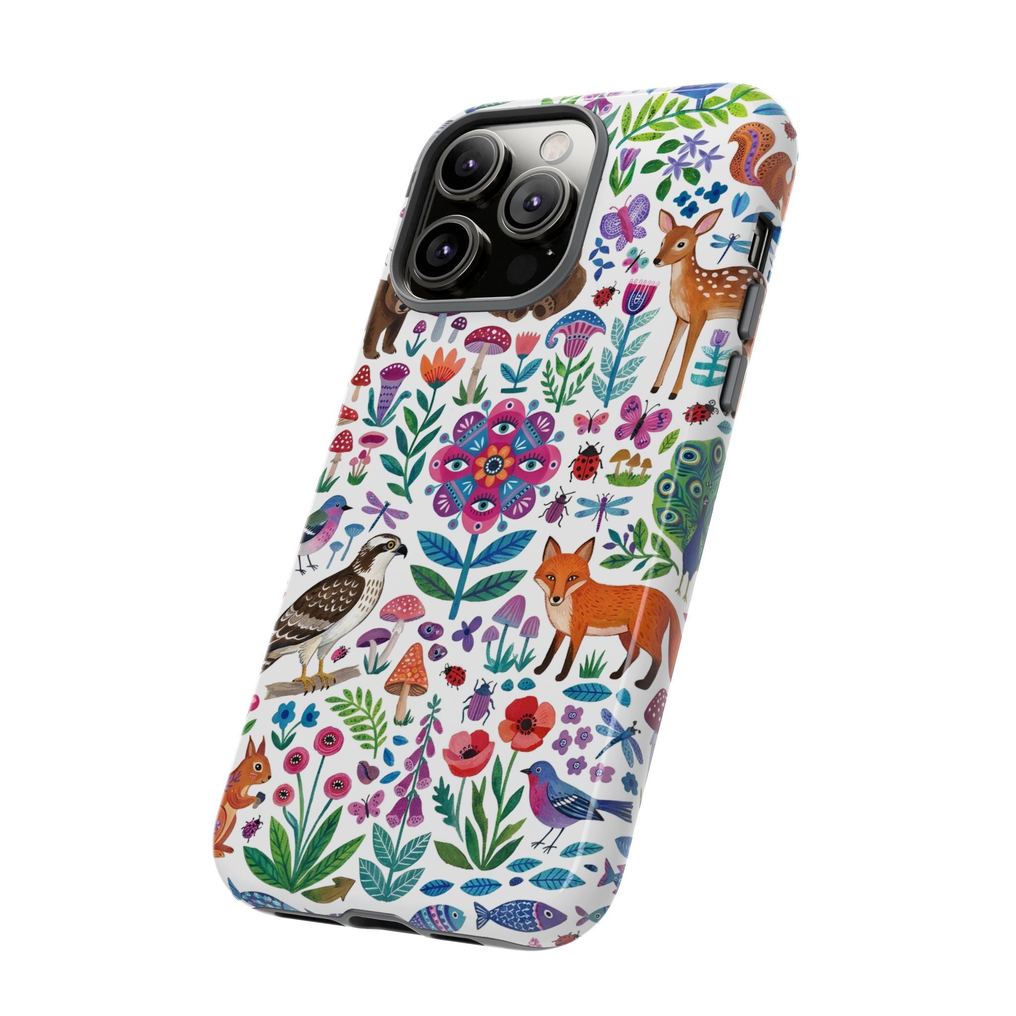 Wild Garden iPhone Case | Cute Forest Animals Floral Pattern Tough Case