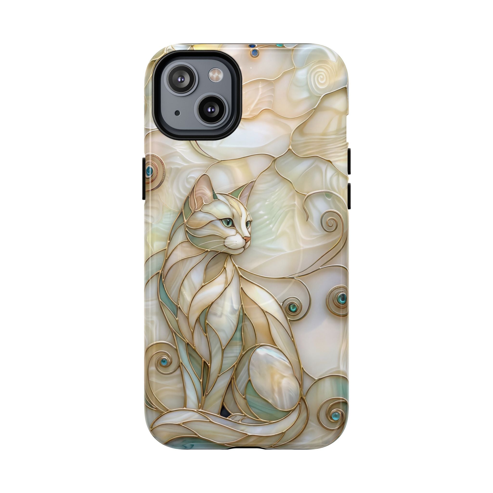 Art Nouveau Cat Phone Case | Elegant Stained-Glass Style Tough MagSafe Case
