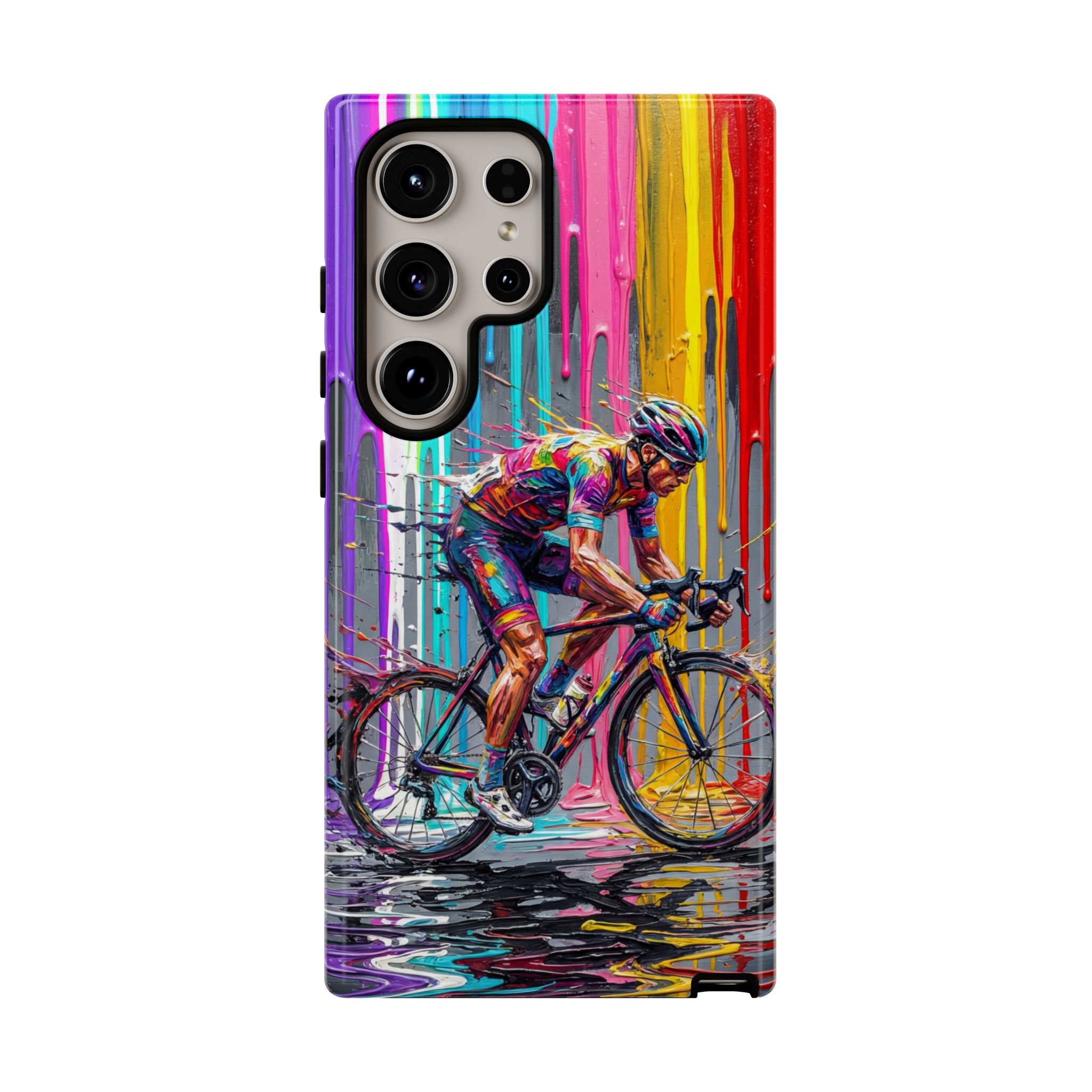 Cyclist Art Samsung Galaxy Phone Case | Colourful Drip Painting Tough Cases