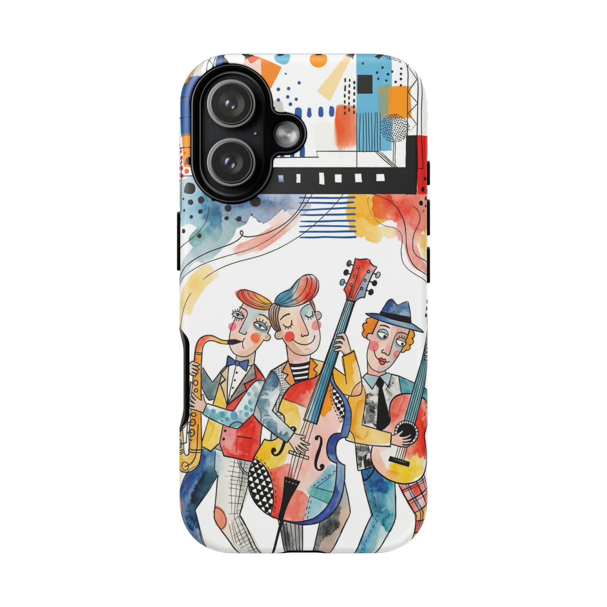 Musical Trio Illustrated iPhone Case | Colorful Jazz Band Art Phone Cover