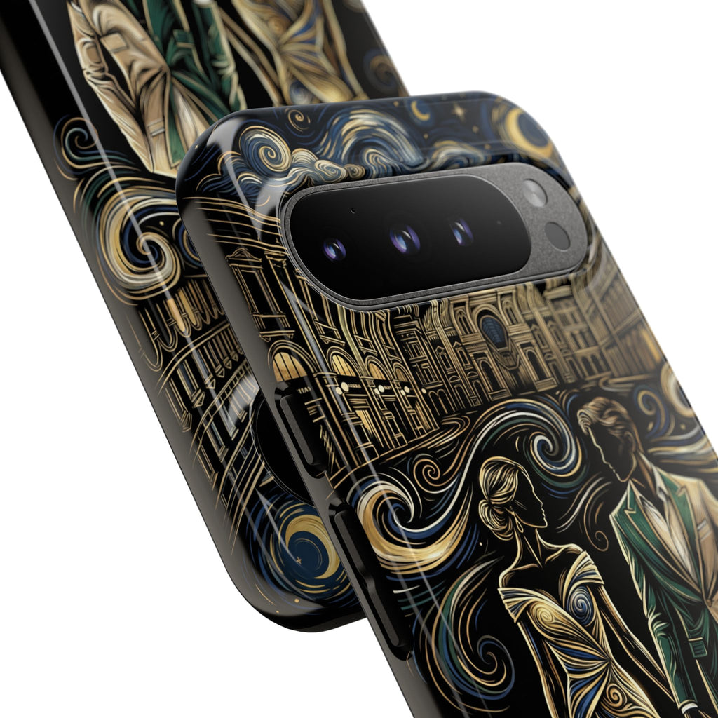 Romantic Night Walk Google Pixel Phone Case | Elegant Couple Art