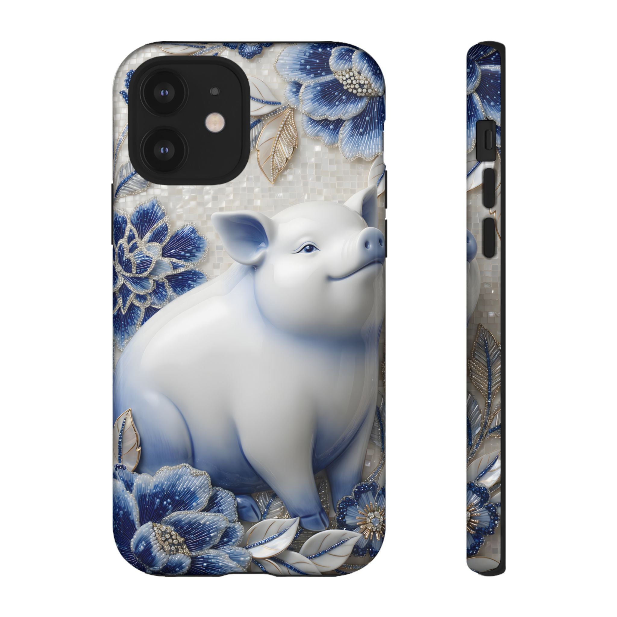 Asian Zodiac Pig iPhone Case | Blue & White Porcelain Slim Protective Shockproof Case| Year of the Pig Gift