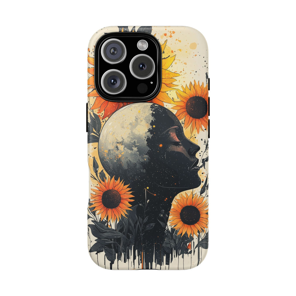 Sunflower Moon Art iPhone Case | Floral Celestial