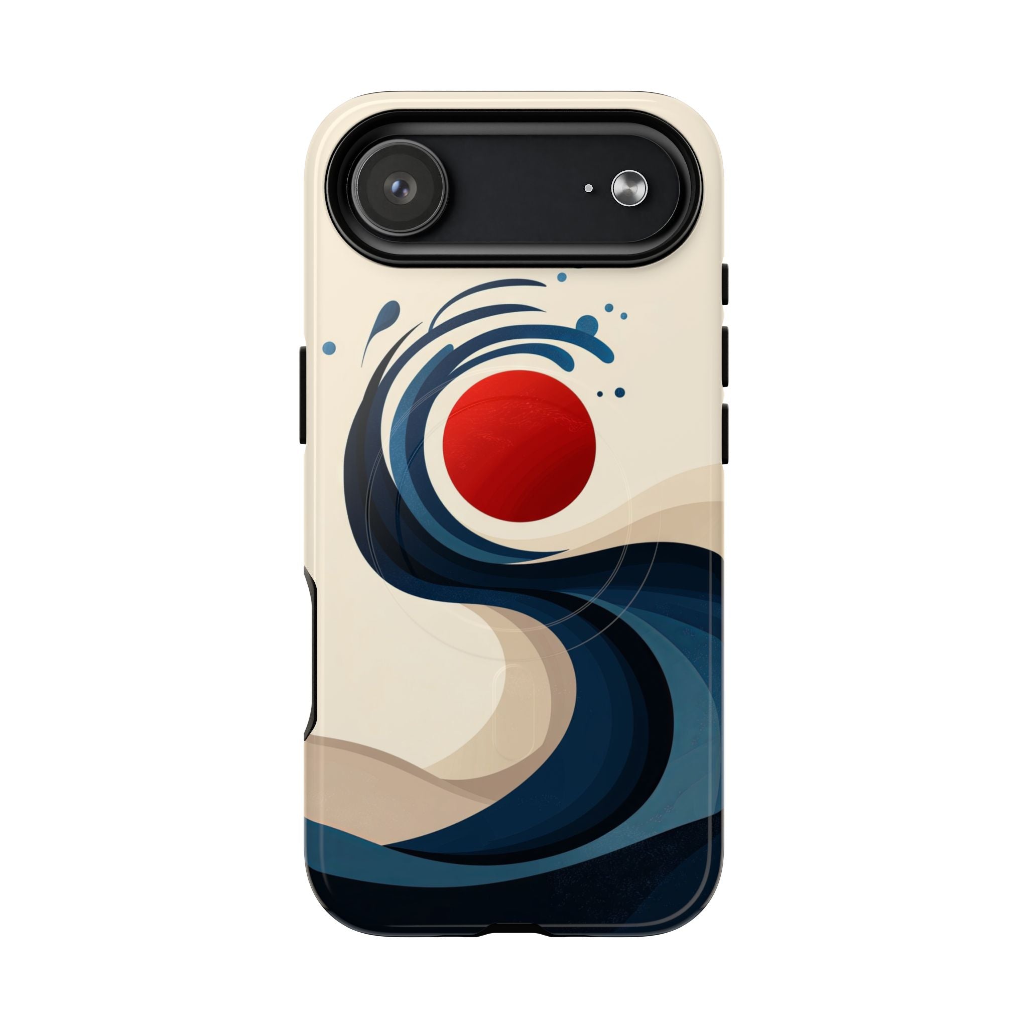 Abstract Wave MagSafe iPhone Case | Red Sun Ocean Art