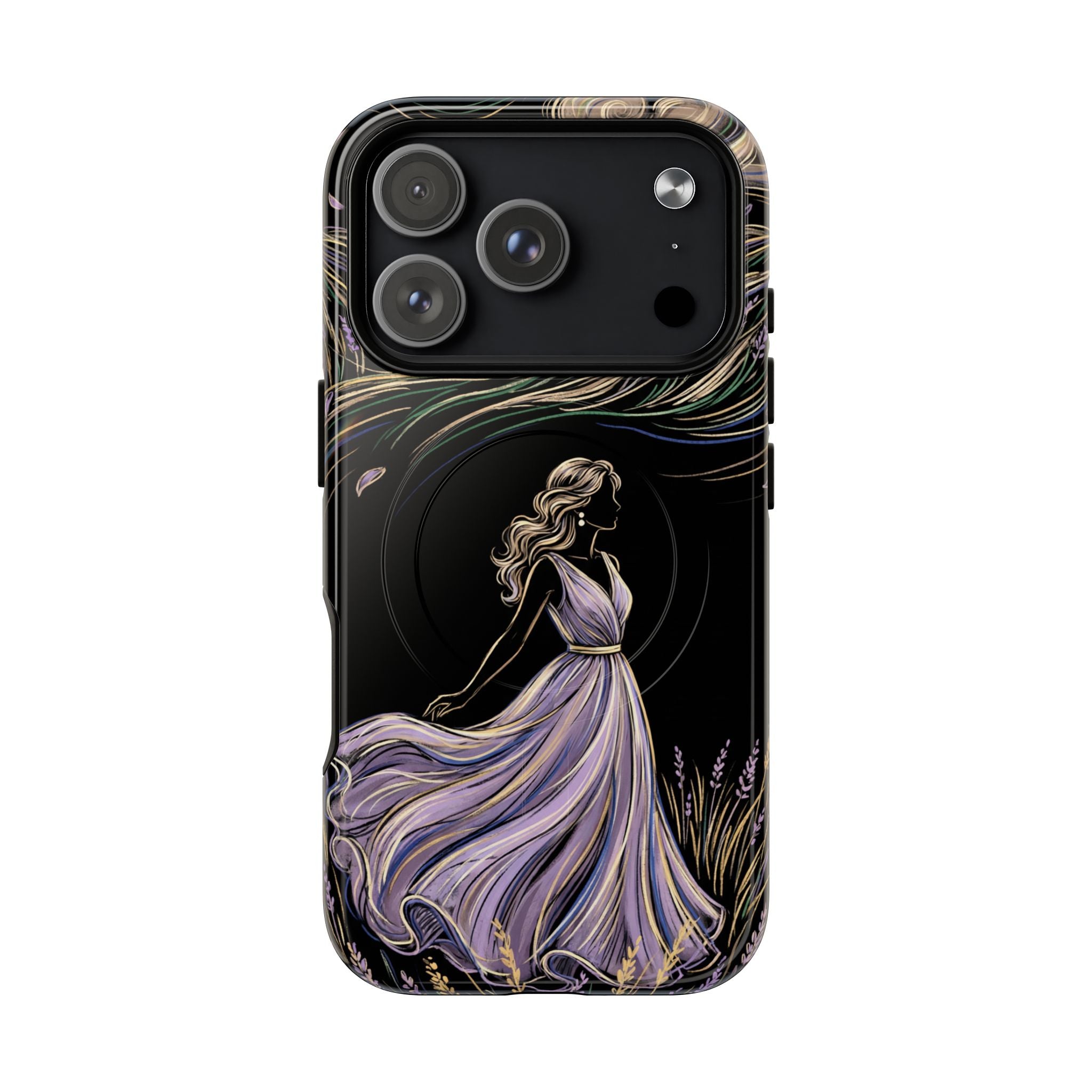 Lavender Breeze MagSafe iPhone Case | Elegant Dancing Woman Floral Protection
