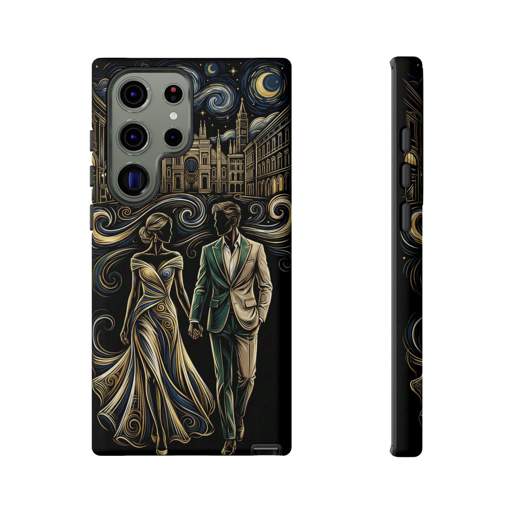 Romantic Night Walk Samsung Galaxy Phone Case | Elegant Couple Art