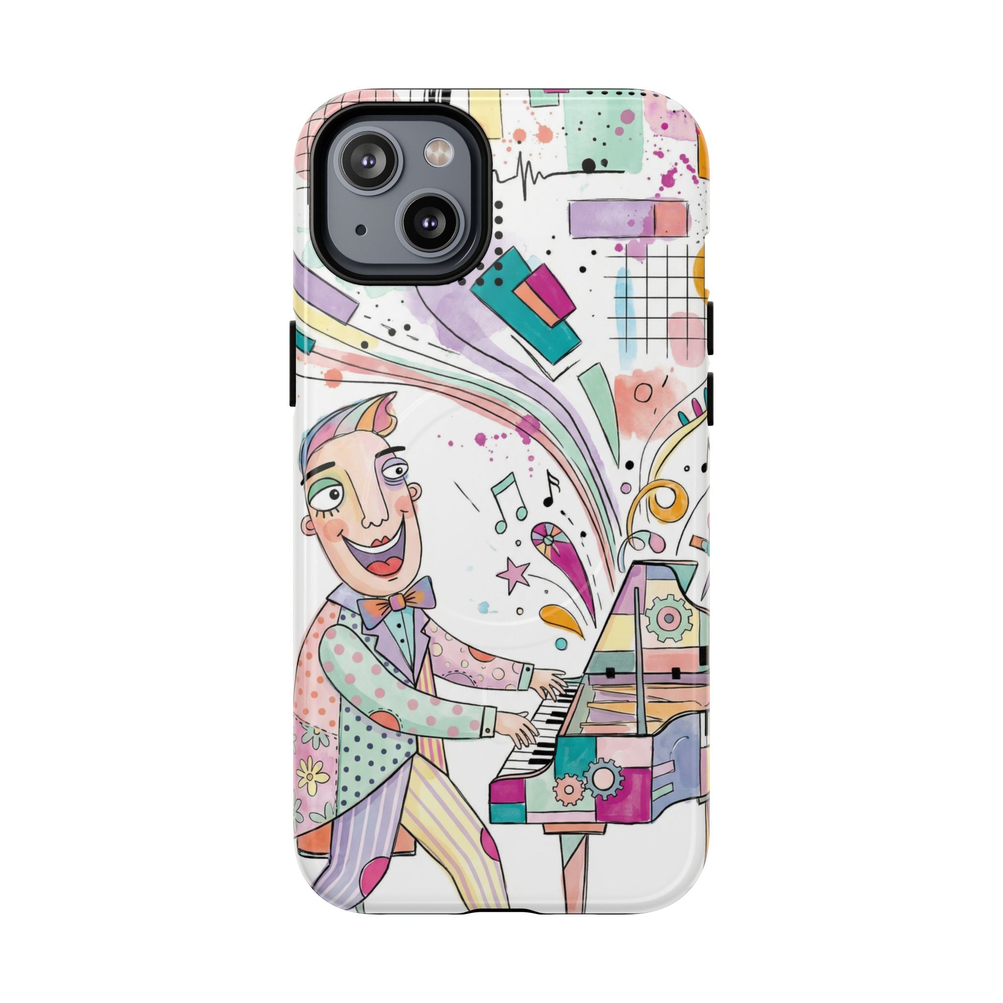 Musical Pianist MagSafe iPhone Case | Colorful Whimsical Piano Art
