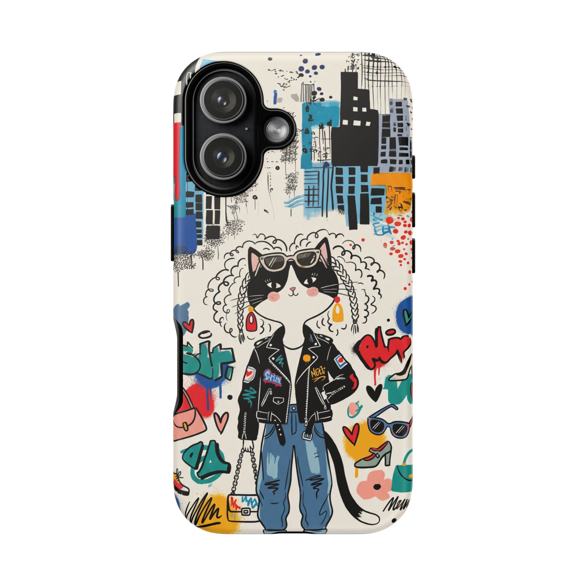 Punk City Cat Graffiti Design iPhone Case