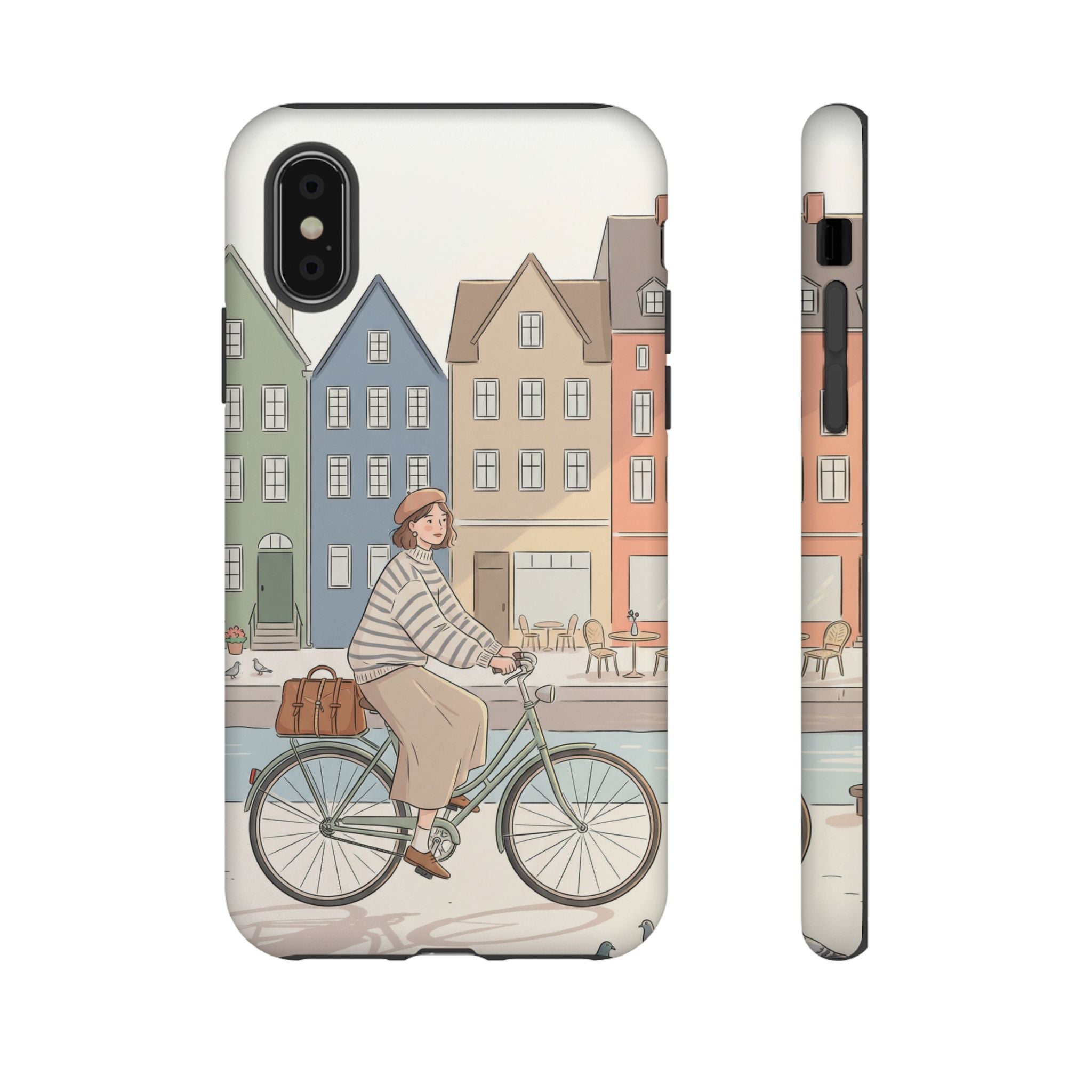 City Bike iPhone Case | Cozy European Street Illustration Tough Cases