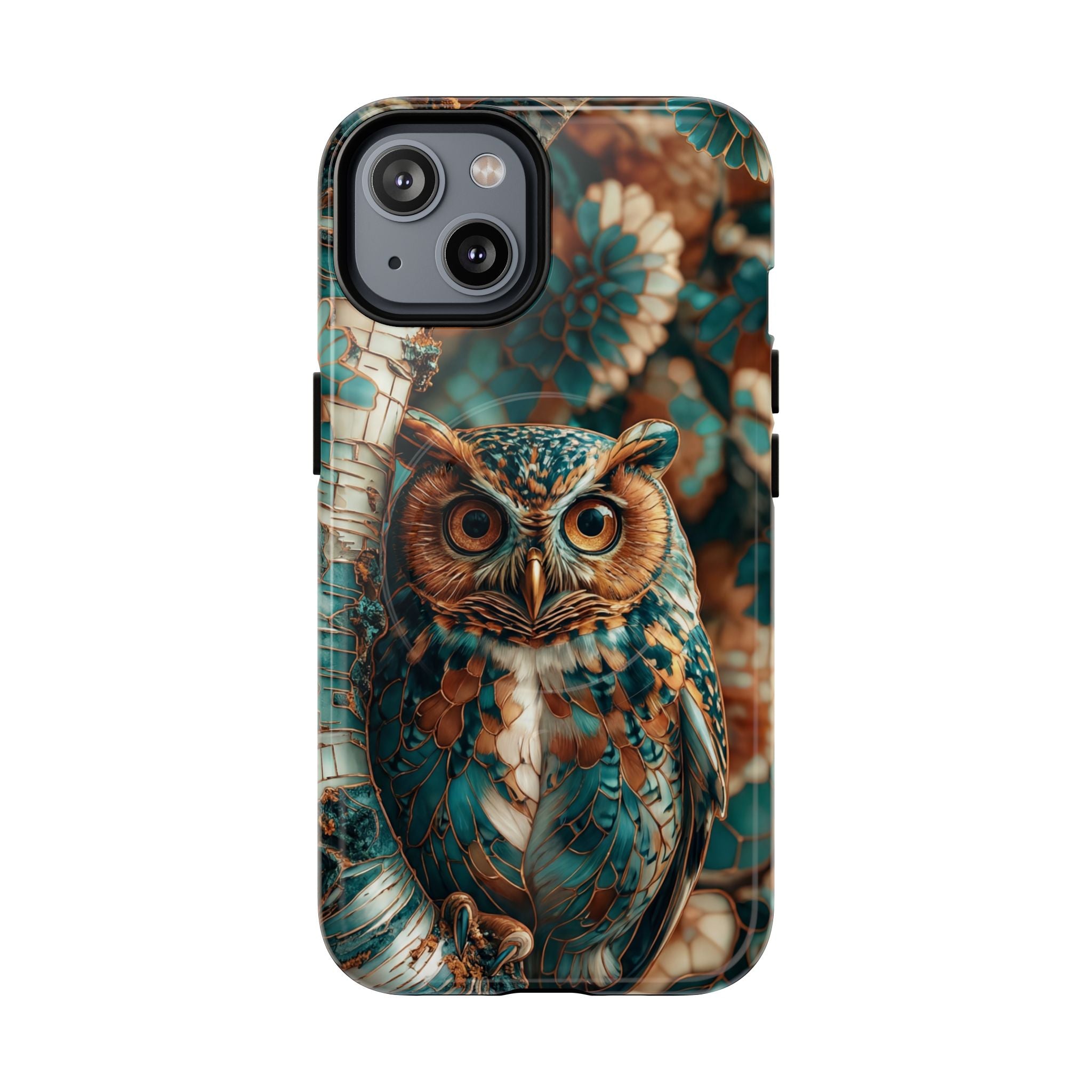Custodia MagSafe resistente per iPhone con motivo a mosaico gufo