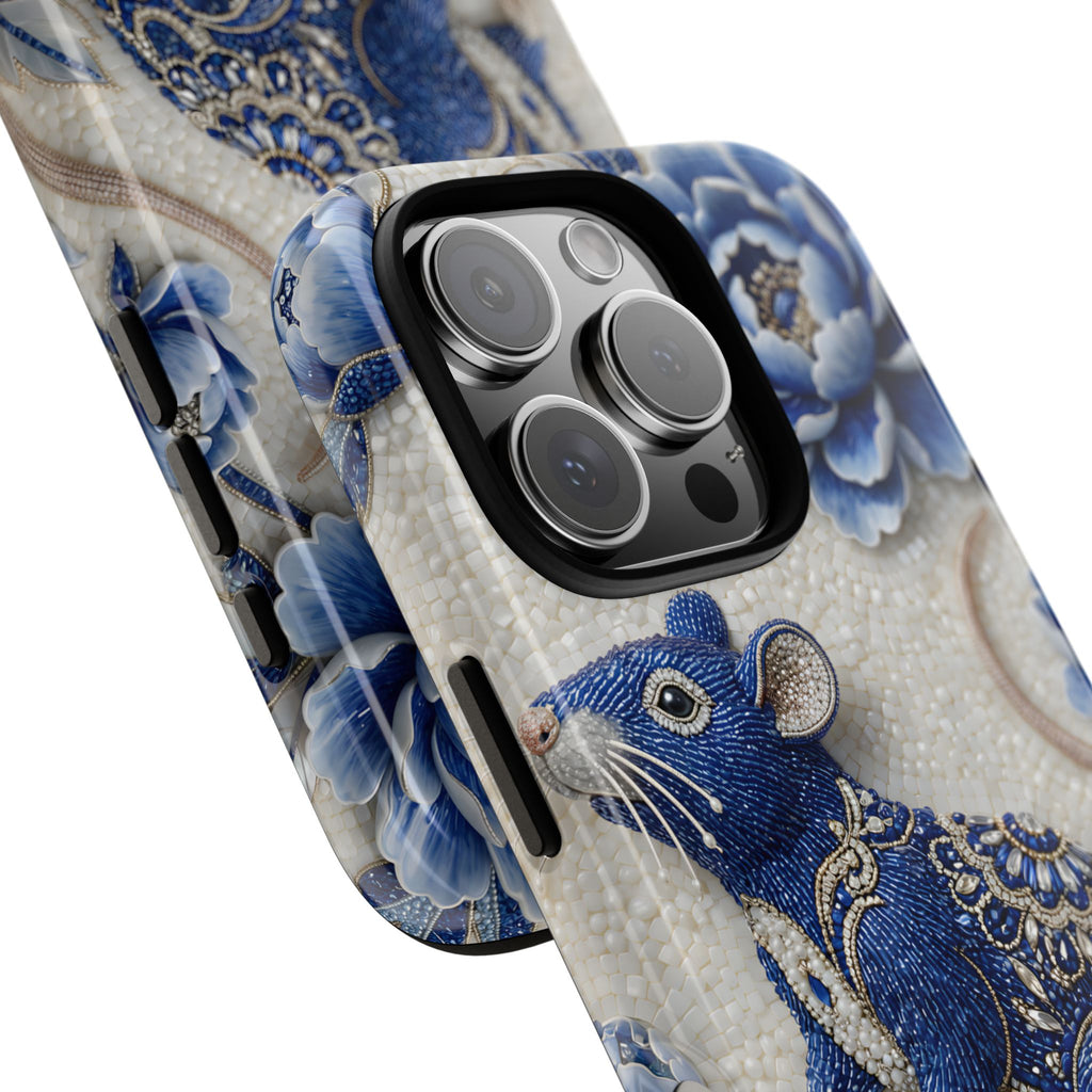 Asian Zodiac Rat iPhone Case | Blue & White Porcelain Art Slim Protective iPhone Case | Year of the Rat Gift