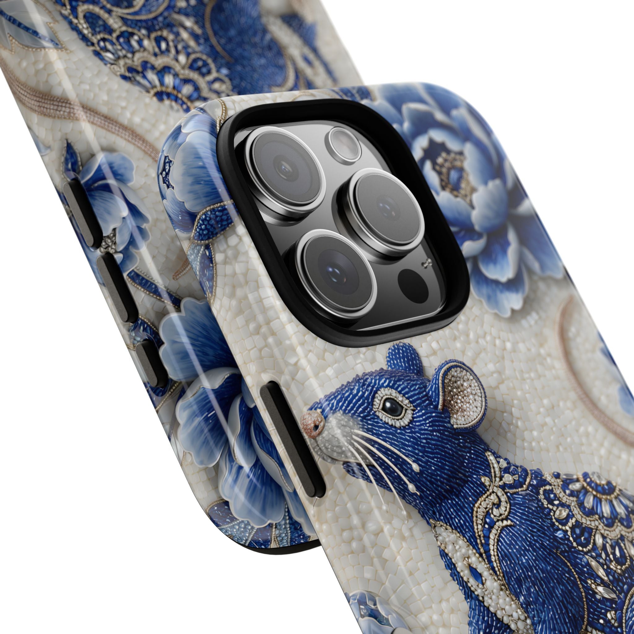 Asian Zodiac Rat iPhone Case | Blue & White Porcelain Art Slim Protective iPhone Case | Year of the Rat Gift