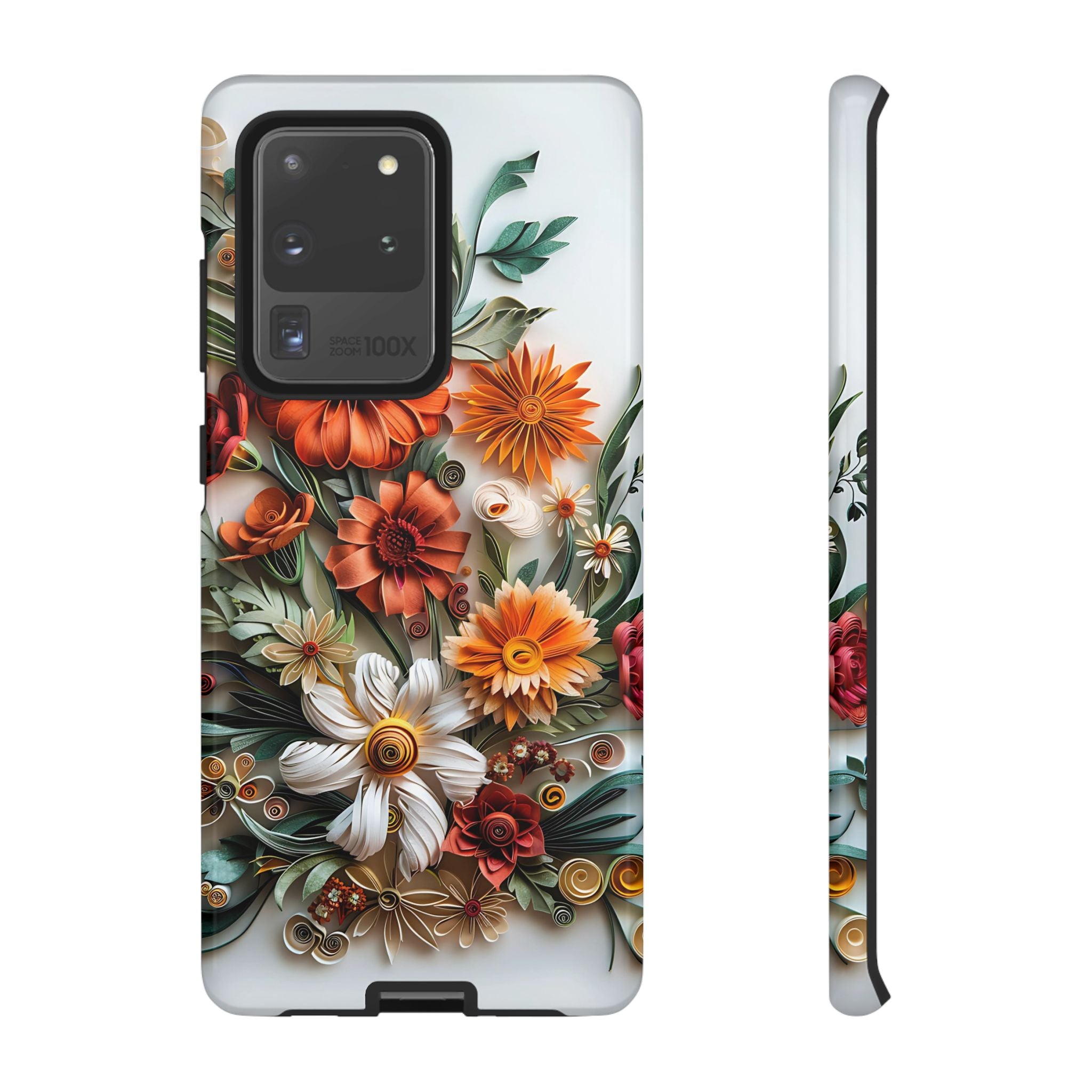 Floral Quilling Tough Samsung Galaxy Case — Orange Daisy