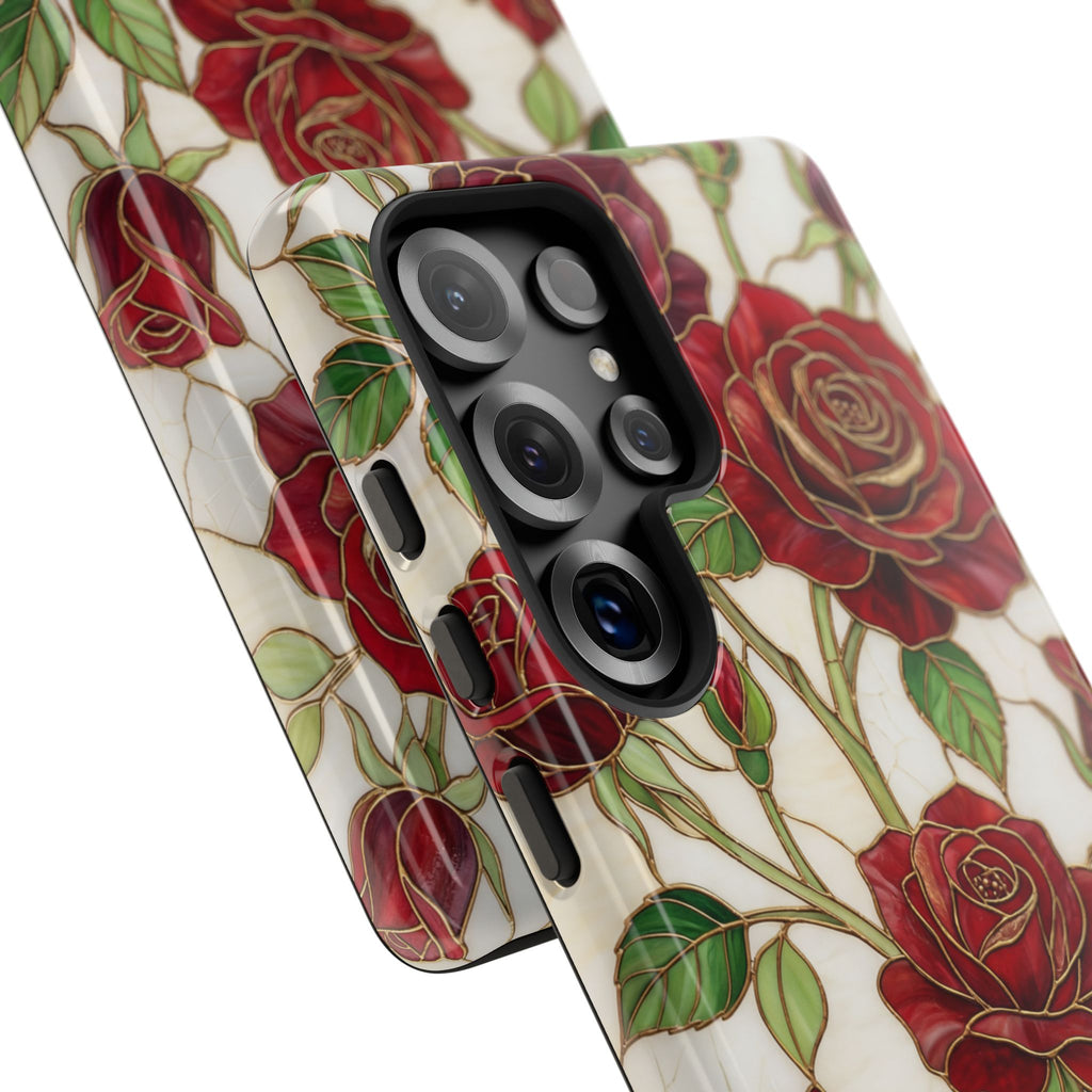 Custodia resistente per Samsung Galaxy con motivo floreale vintage a rosa rossa