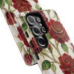 Custodia resistente per Samsung Galaxy con motivo floreale vintage a rosa rossa