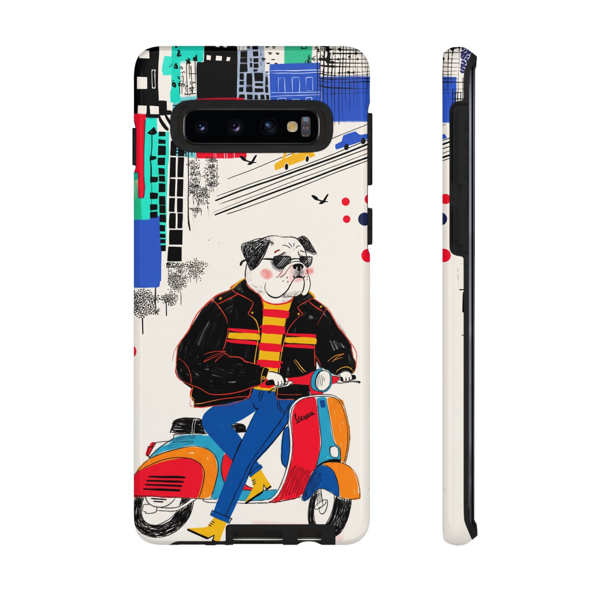 Bulldog Vespa Samsung Galaxy Phone Case | Retro Scooter Dog Protective Cover