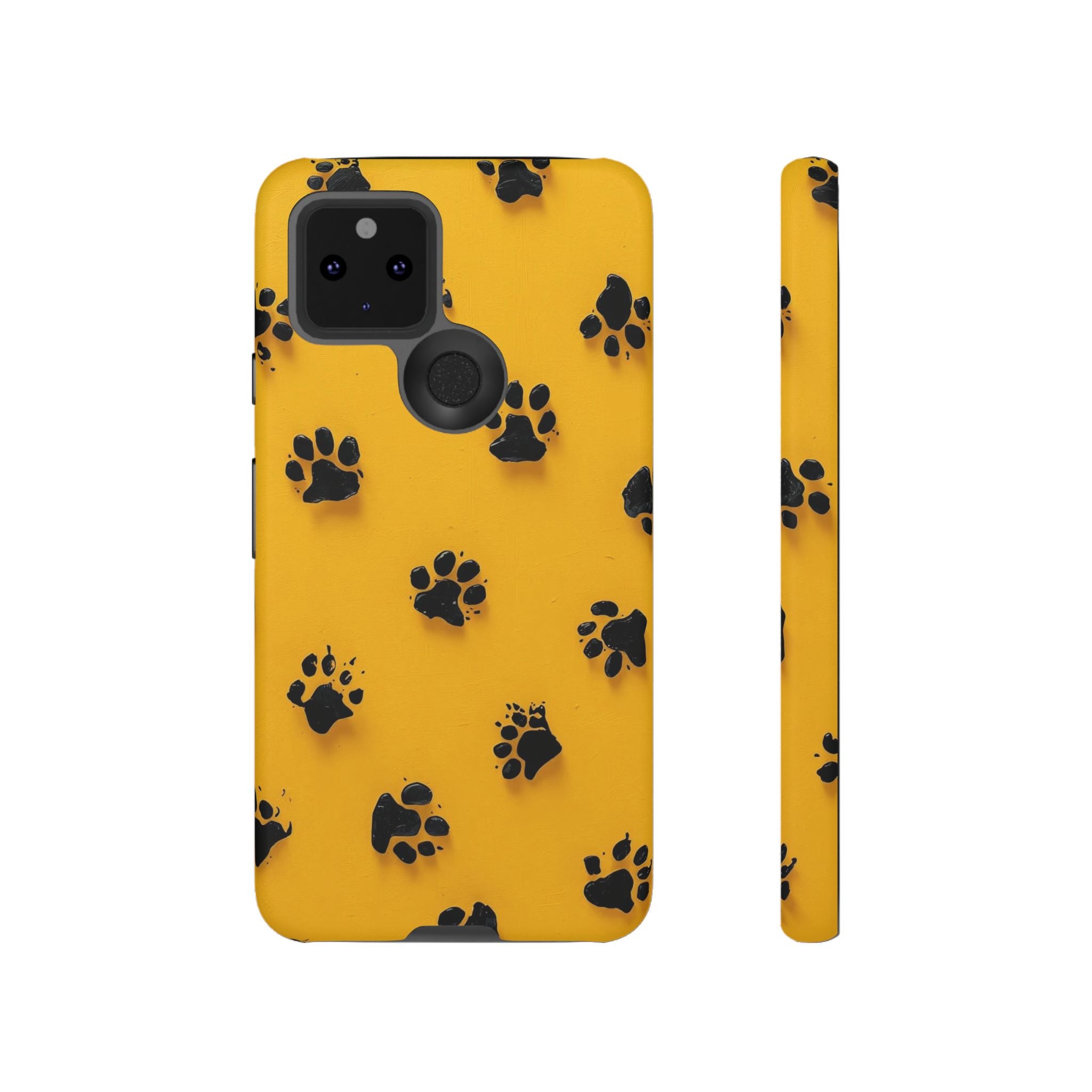 Yellow Paw Print Tough Google Pixel Case — Protective Dog & Cat Lover Cover