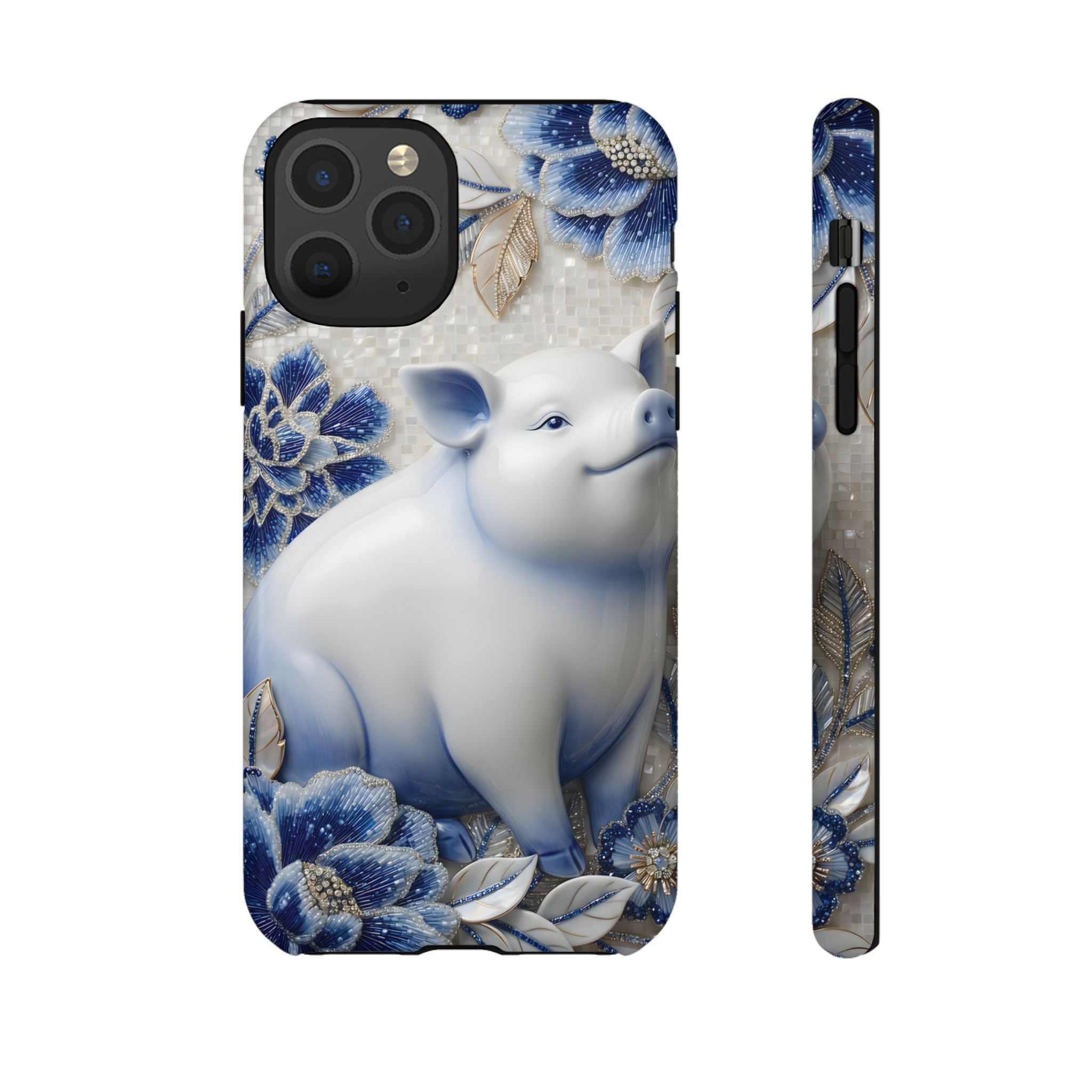 Asian Zodiac Pig iPhone Case | Blue & White Porcelain Slim Protective Shockproof Case| Year of the Pig Gift