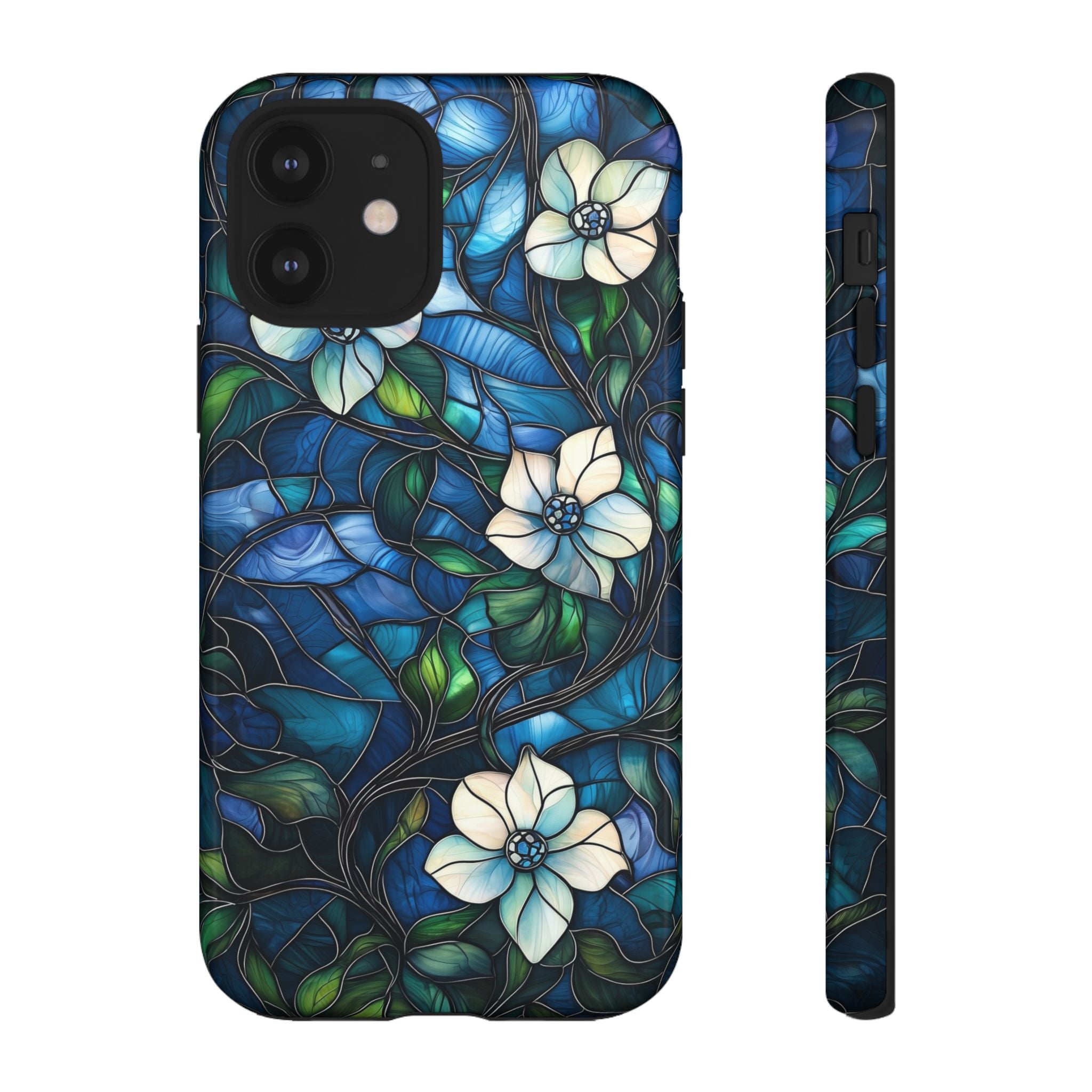 Floral Stained Glass iPhone Case – Blue Garden