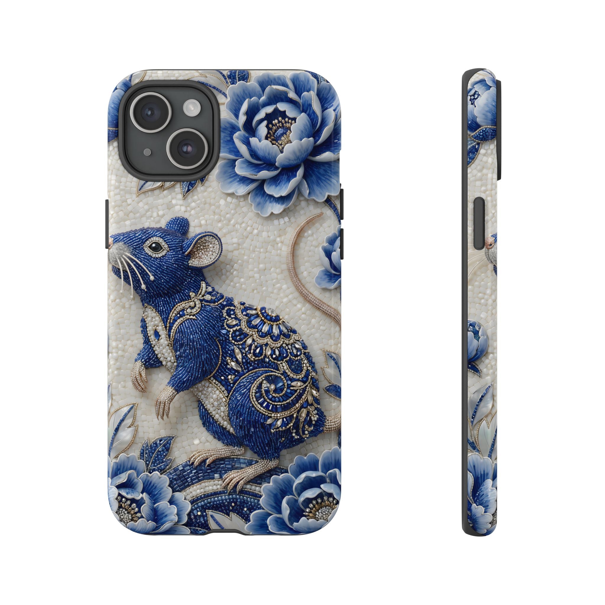 Asian Zodiac Rat iPhone Case | Blue & White Porcelain Art Slim Protective iPhone Case | Year of the Rat Gift