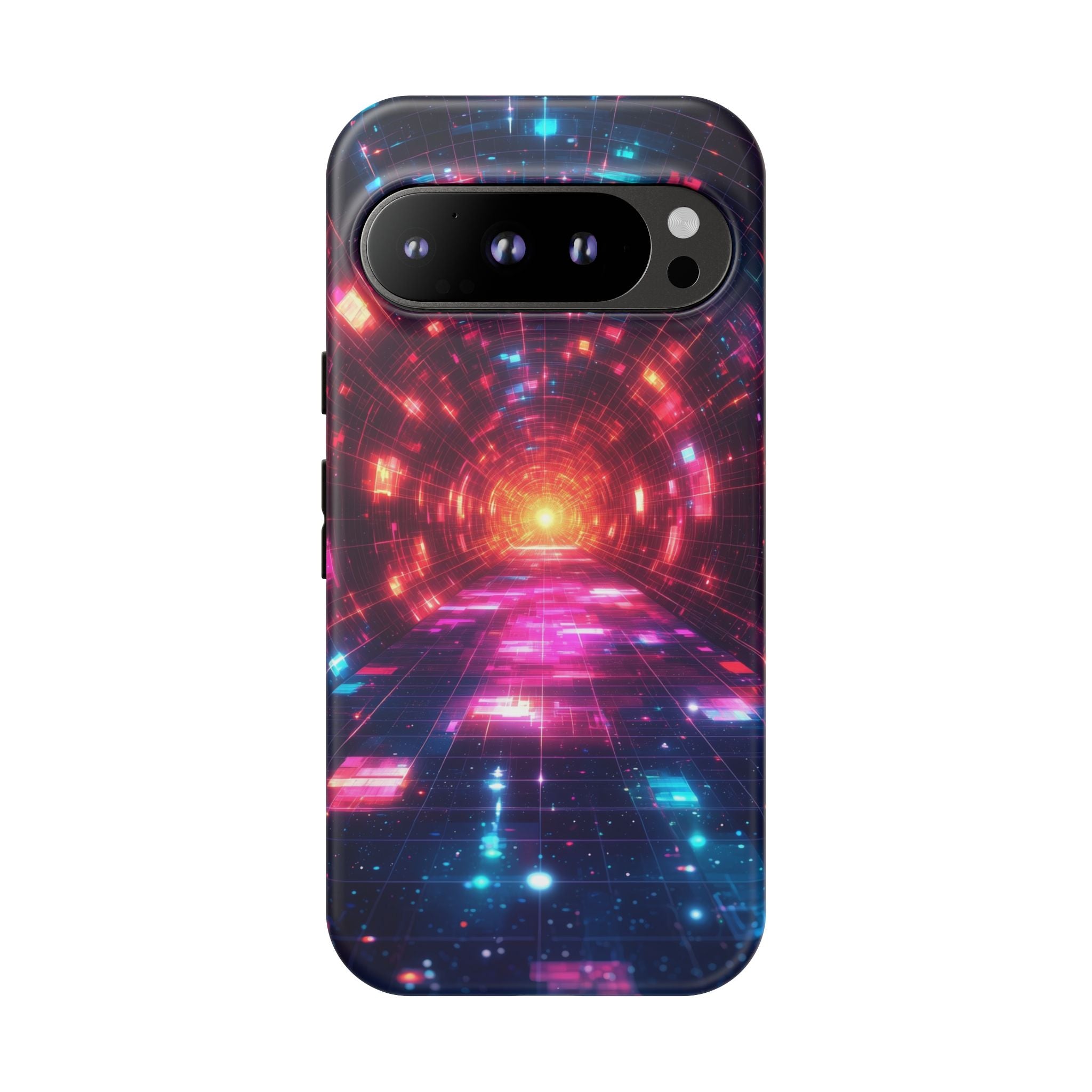 Neon Tunnel Tough Google Pixel Case — Retro Futuristic Galaxy Design