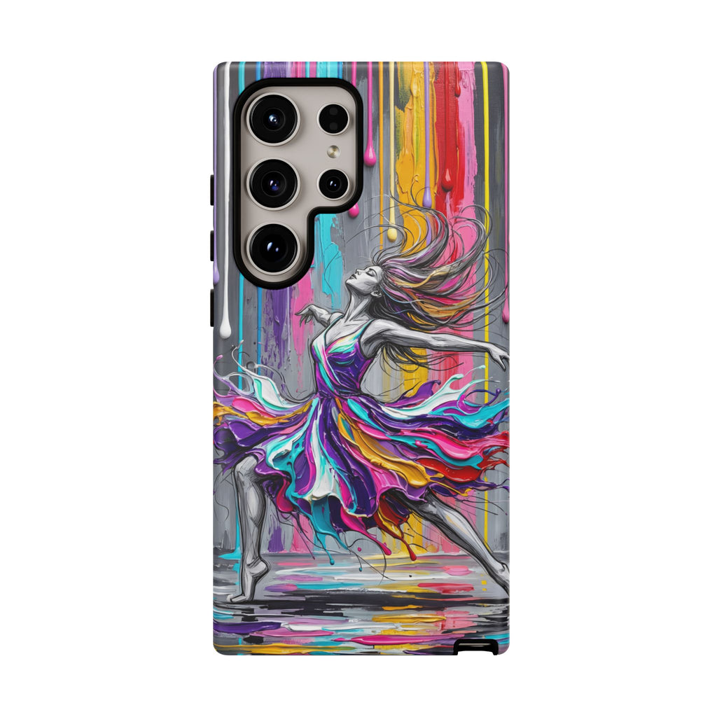 Colorful Dancer Tough Samsung Galaxy Phone Case | Vibrant Drip Art Protective Cover