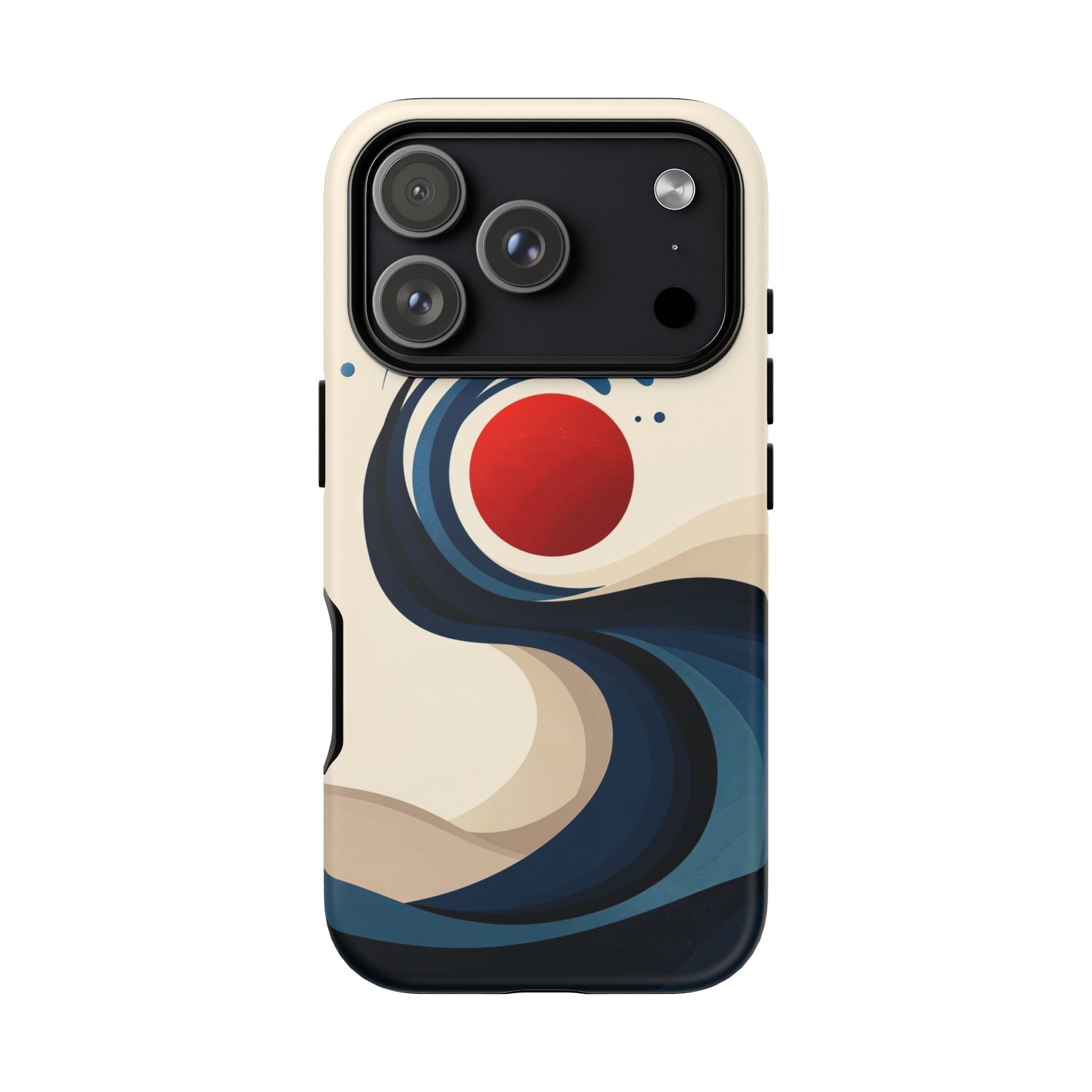 Abstract Wave iPhone Case | Red Sun Ocean Art