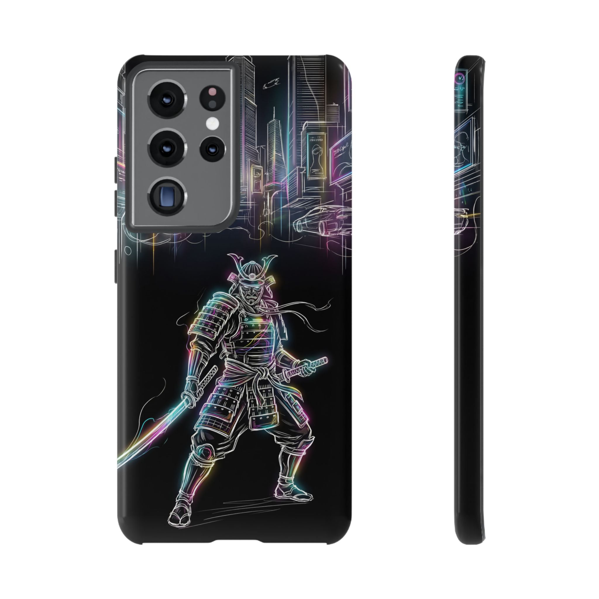 Neon Samurai Samsung Galaxy Phone Case | Cyberpunk City Armor