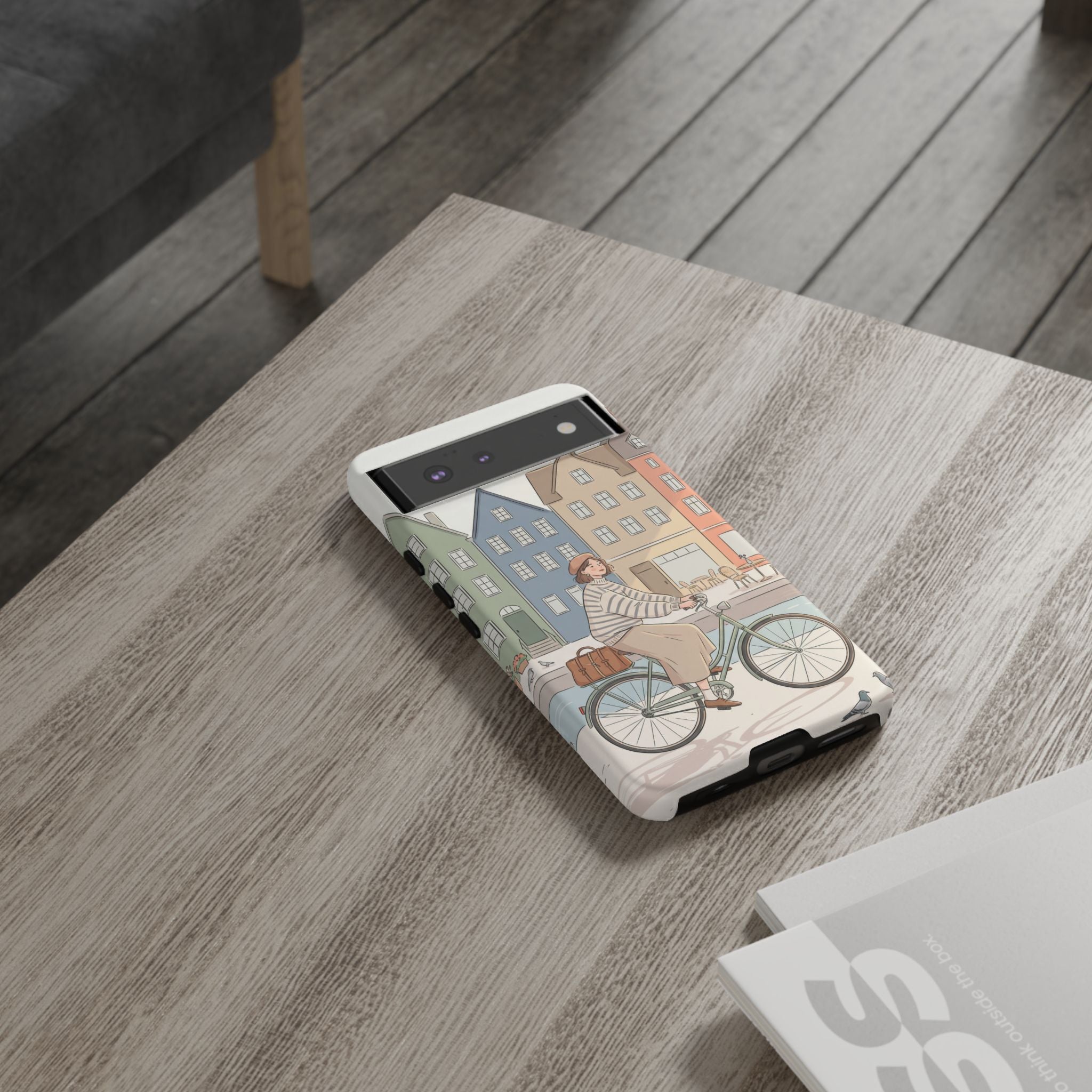 City Bike Google Pixel Phone Case | Cozy European Street Illustration Tough Cases