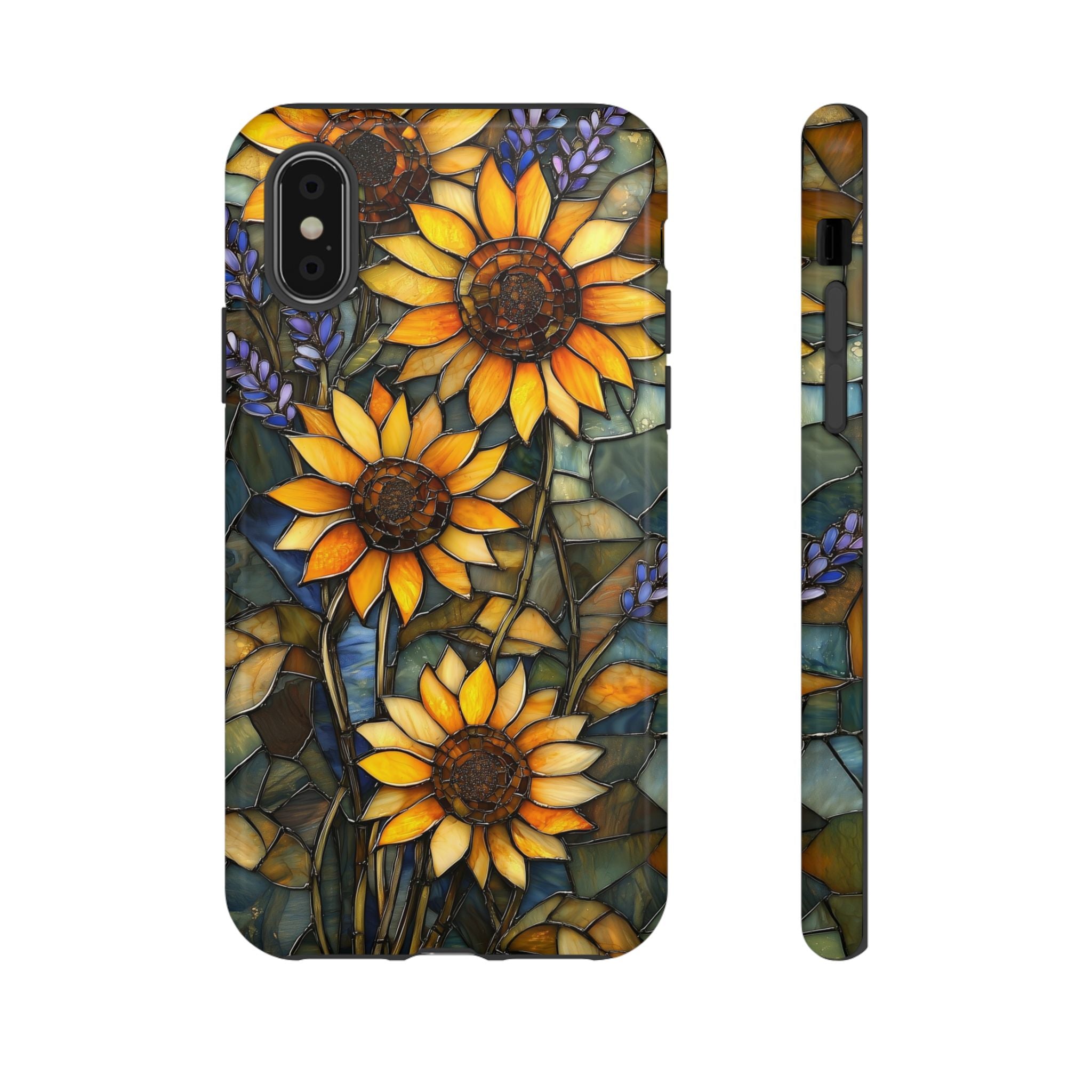 Sunflower Stained Glass Tough iPhone Case | Floral Protective Cover