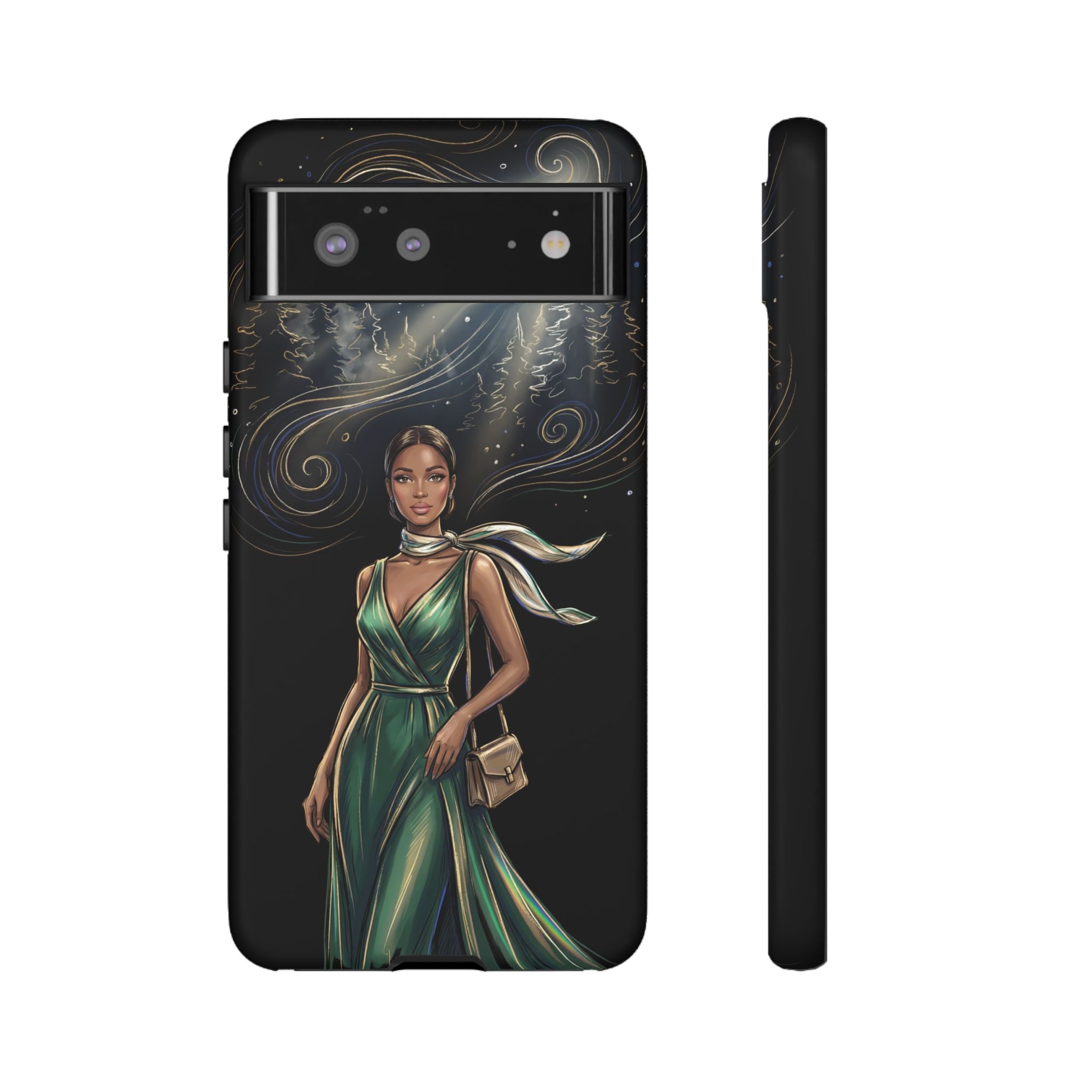 Elegant Woman in Green Dress Art Protective Tough Google Pixel Phone Case