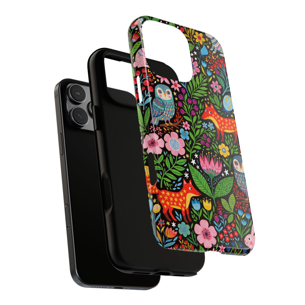 Floral Woodland iPhone Case | Colourful Fox & Owl Protective Cover