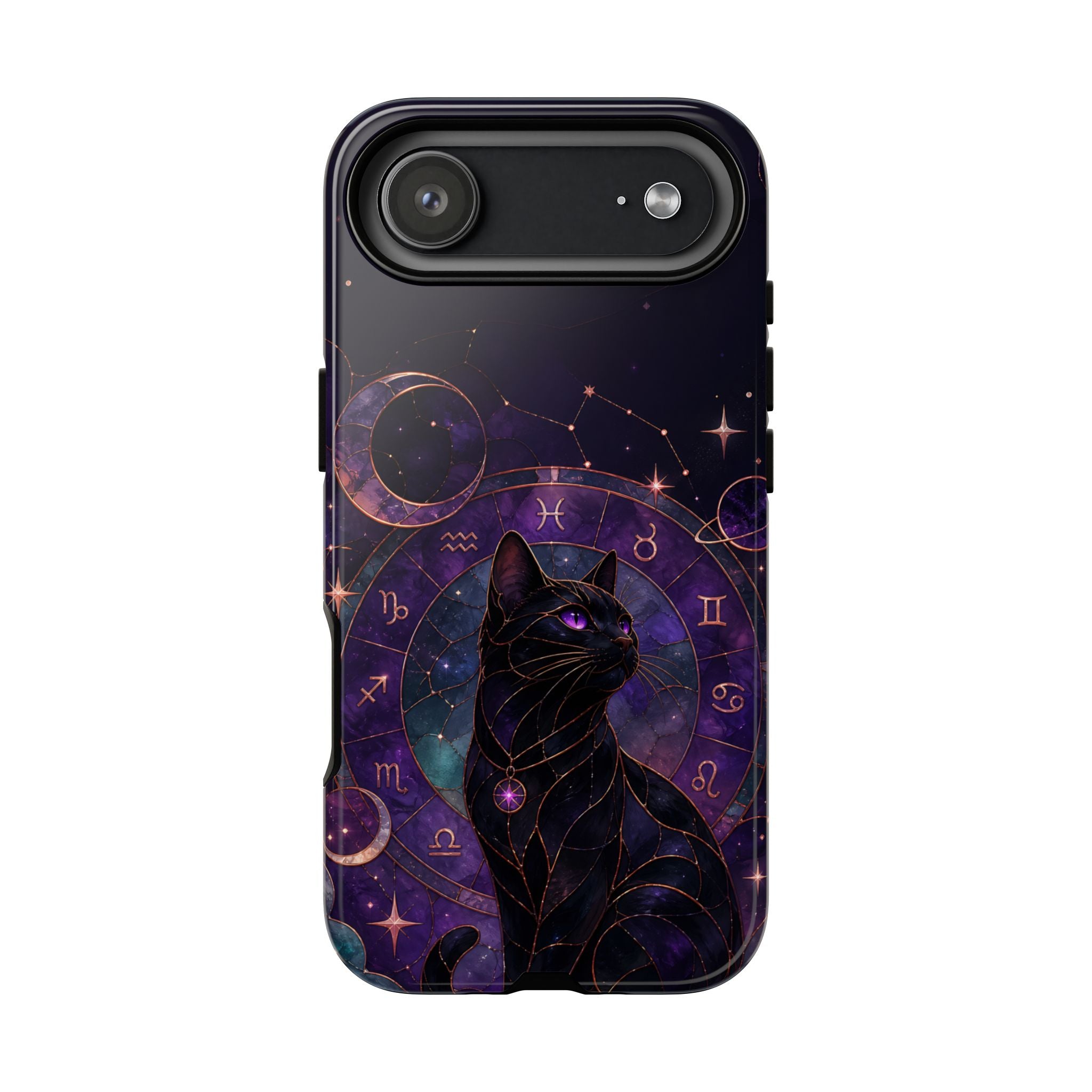 Black Cat Astrology iPhone Case | Zodiac Galaxy iPhone Case