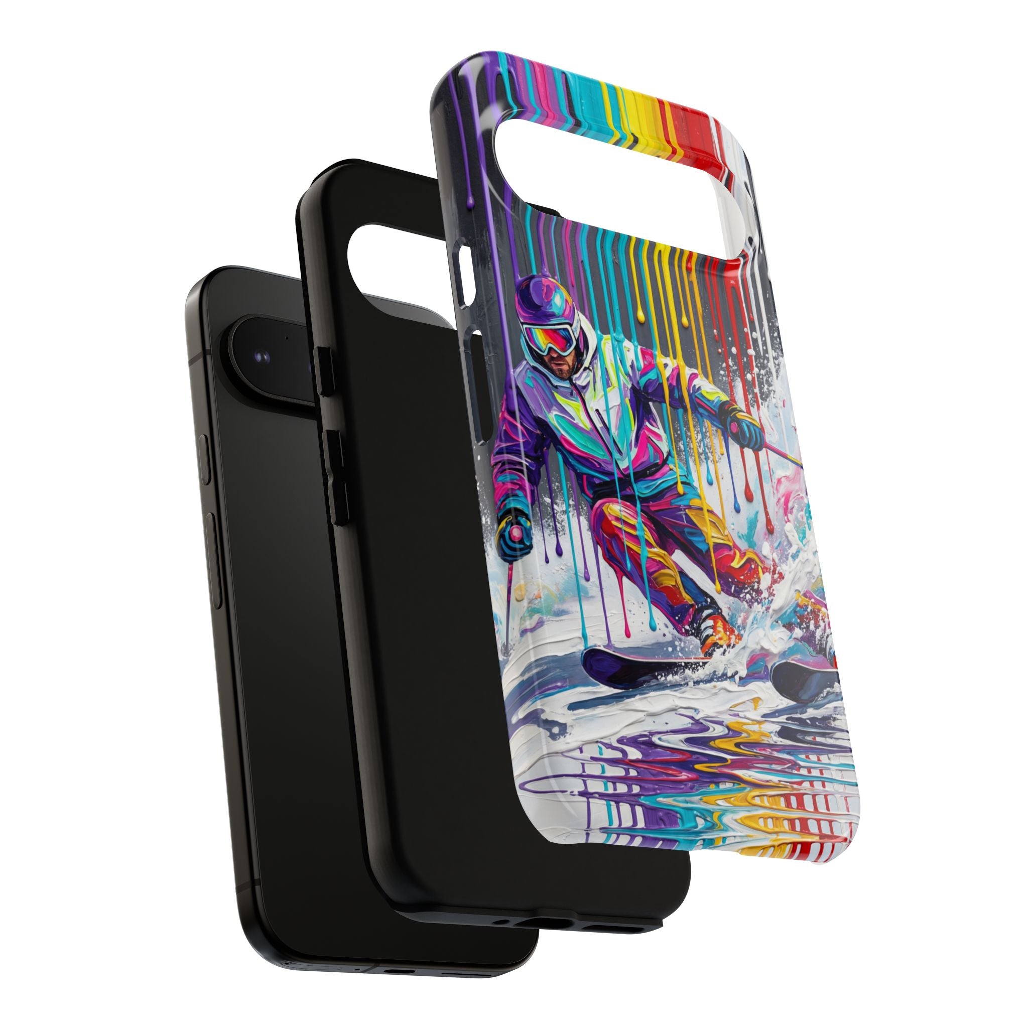 Colourful Skiing Drip Art Tough Google Pixel Phone Case