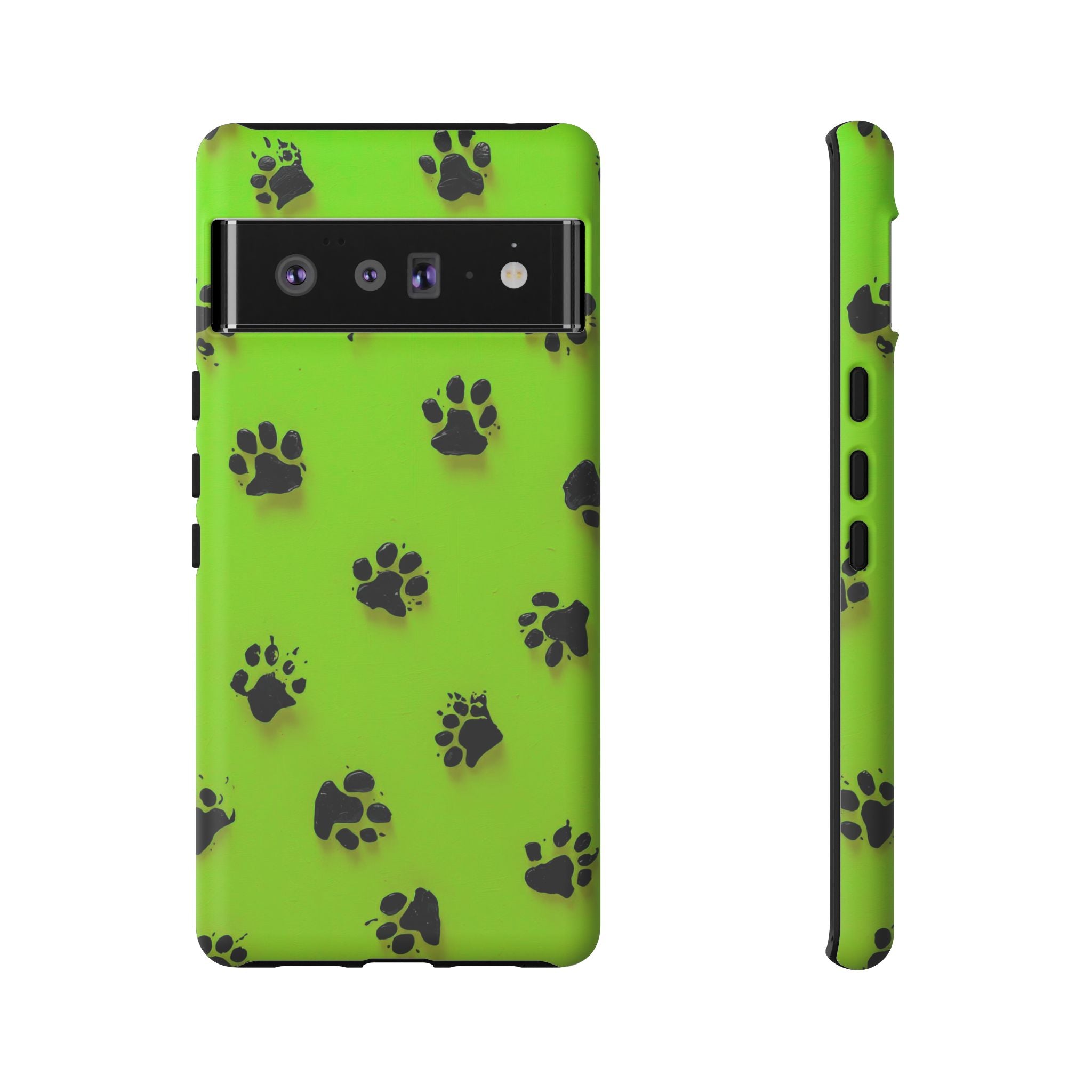 Neon Paw Print Tough Google Pixel Case — Shockproof Pet Lover iPhone Cover