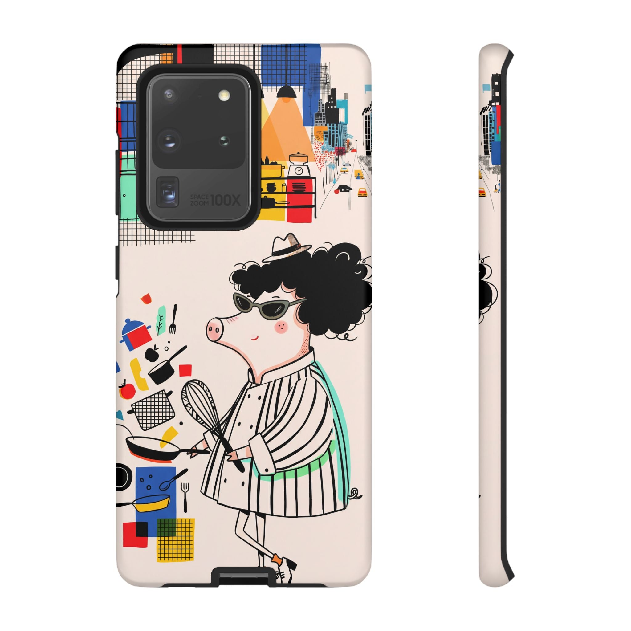 Cute Chef Pig Samsung Galaxy Phone Case | Quirky Cartoon Kitchen Art Tough Case