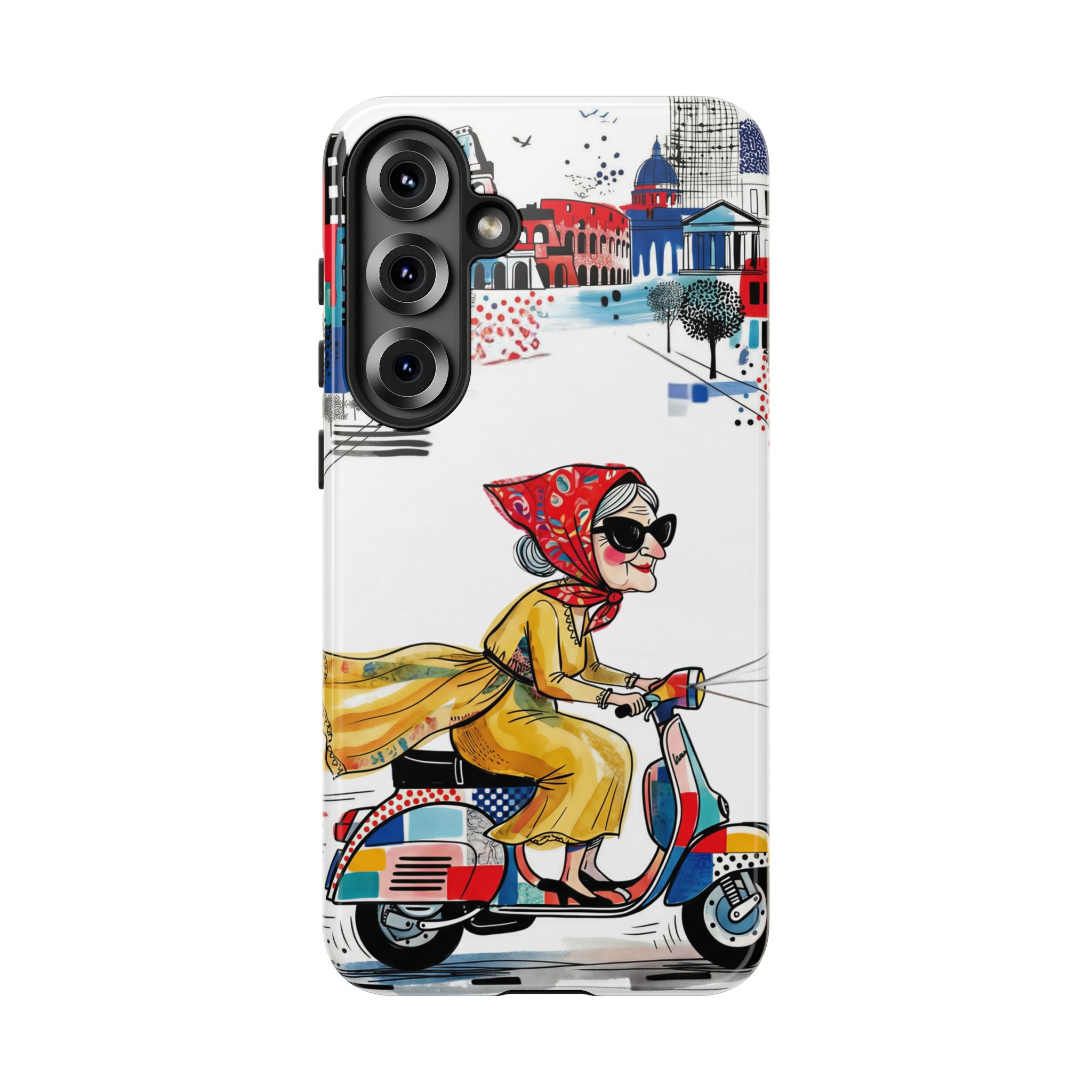 Vintage Vespa Granny Samsung Galaxy Phone Case | Retro Scooter Travel iPhone Cover