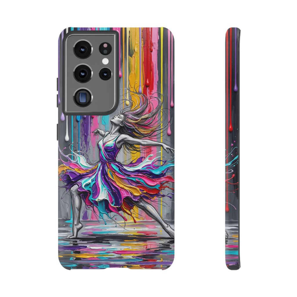 Colorful Dancer Tough Samsung Galaxy Phone Case | Vibrant Drip Art Protective Cover