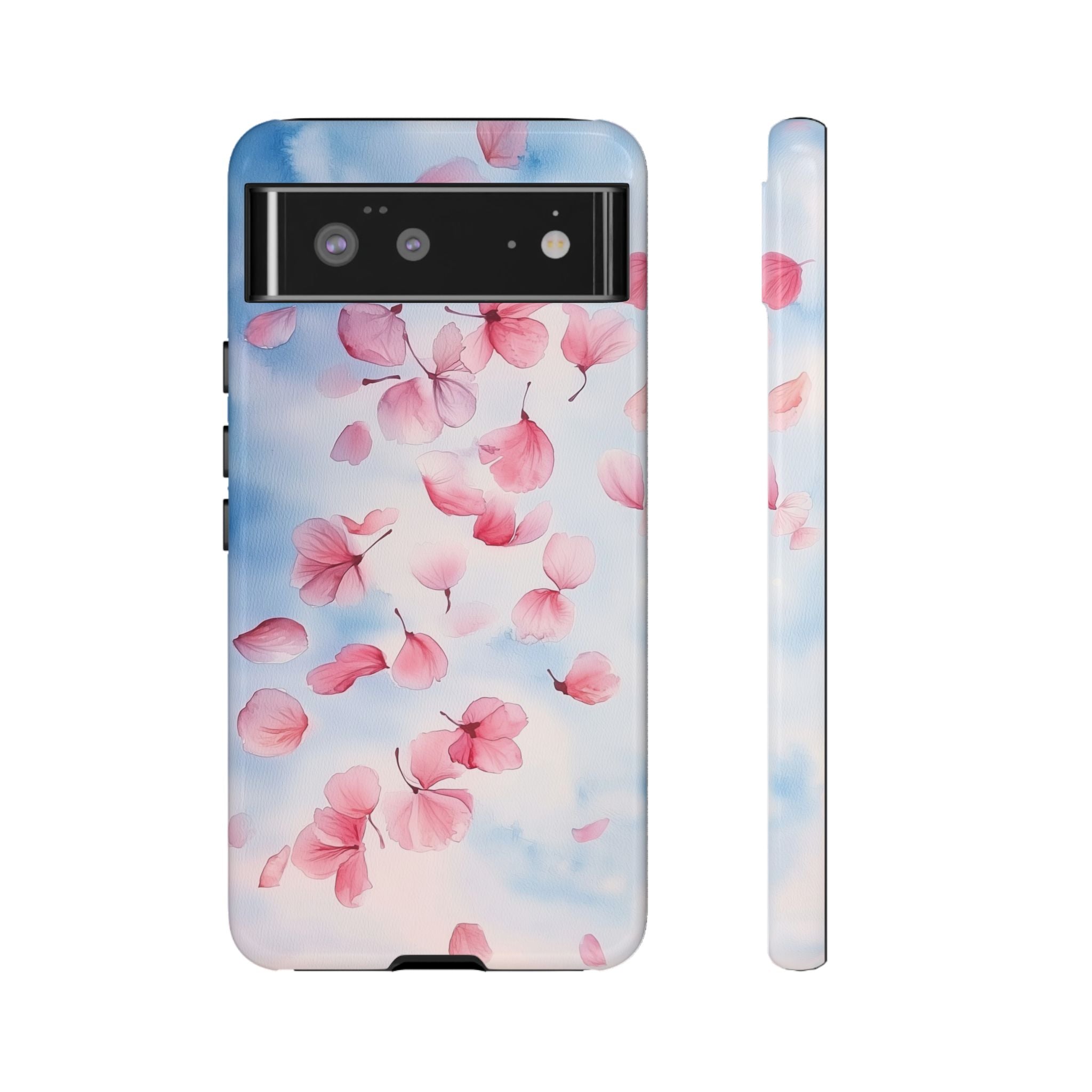 Floral Petal Tough Google Pixel Case | Pink Falling Blossoms