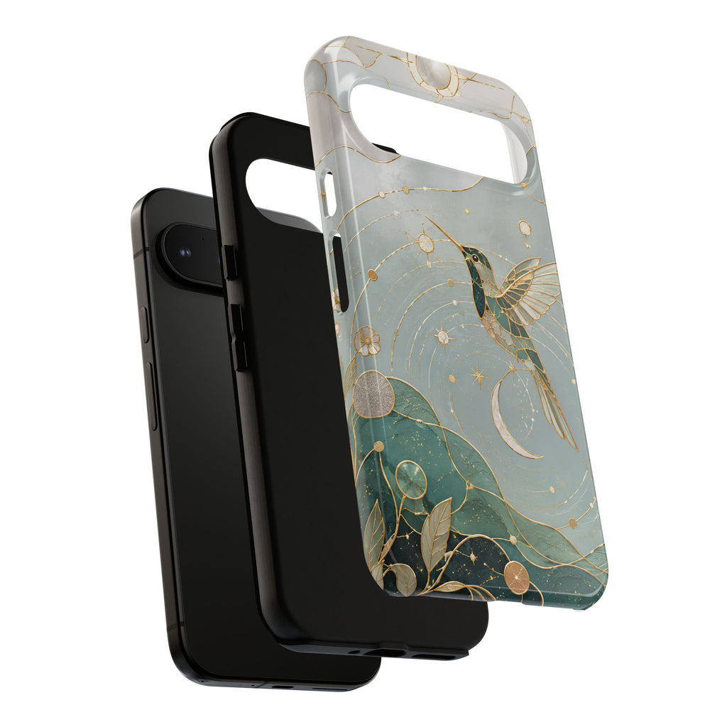 Celestial Hummingbird Google Pixel Phone Case | Moon & Bird Phone Case