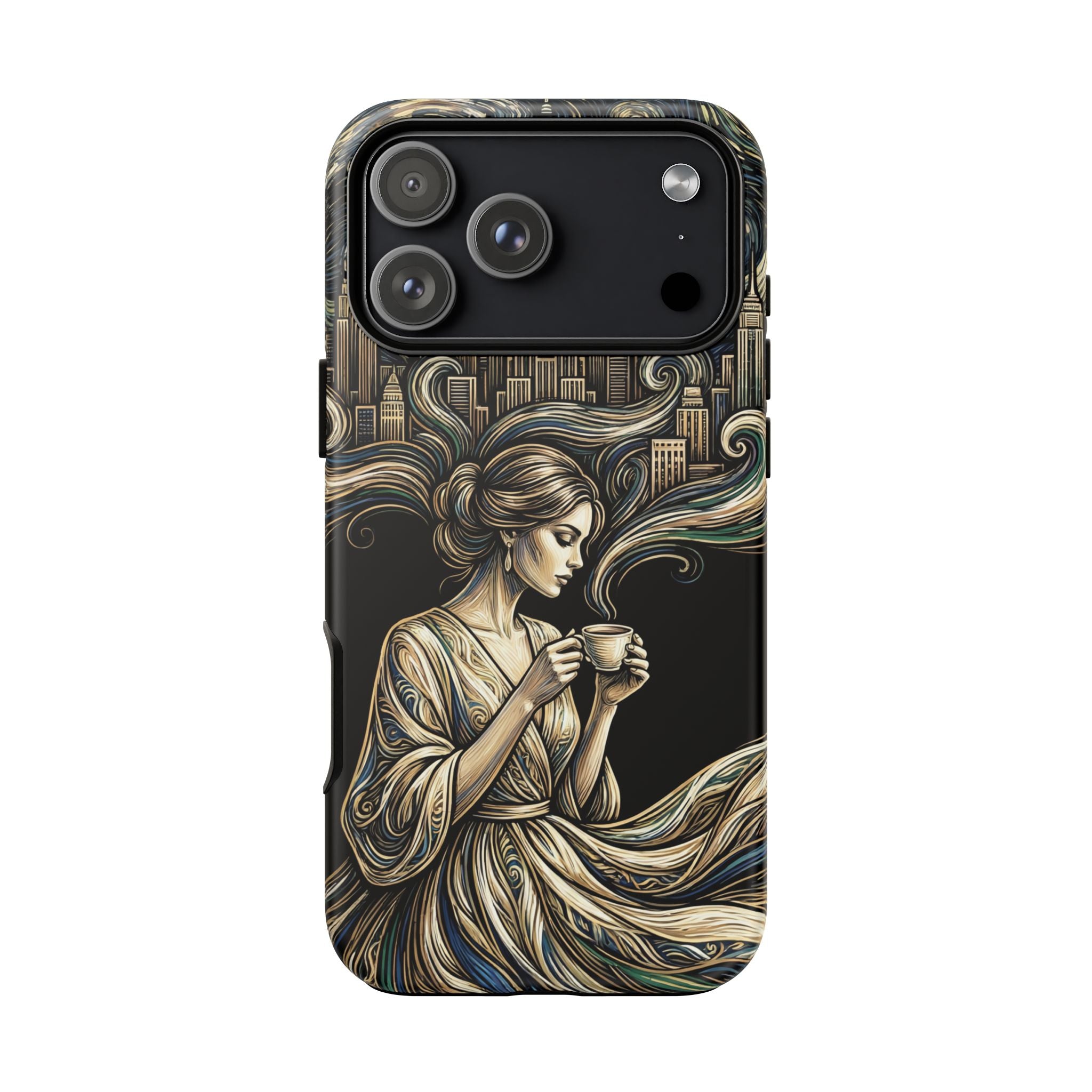 Vintage Cityscape Woman Tea Art iPhone Case