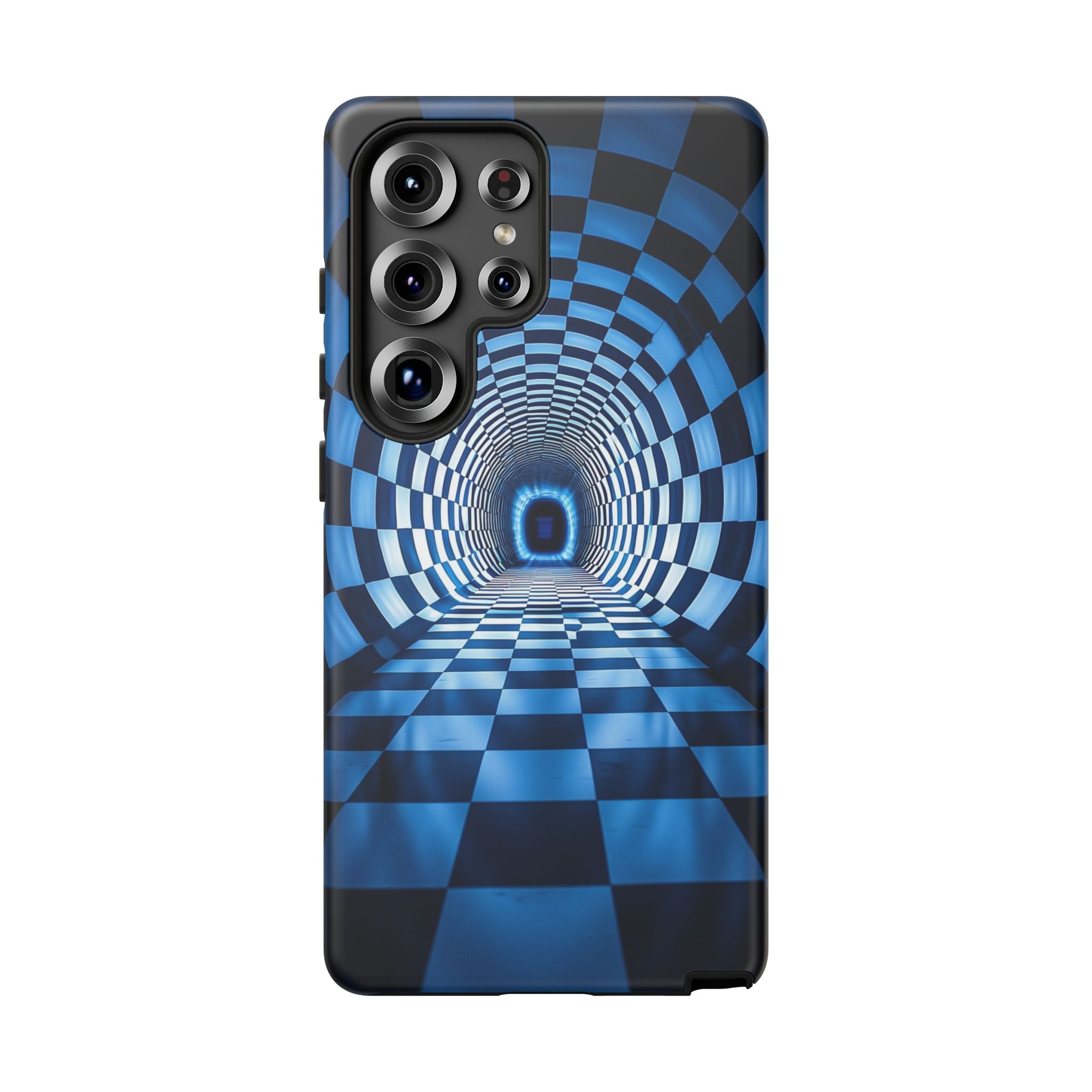 Blue Checkered Tunnel Samsung Galaxy Case — 3D Optical Illusion Tough Case